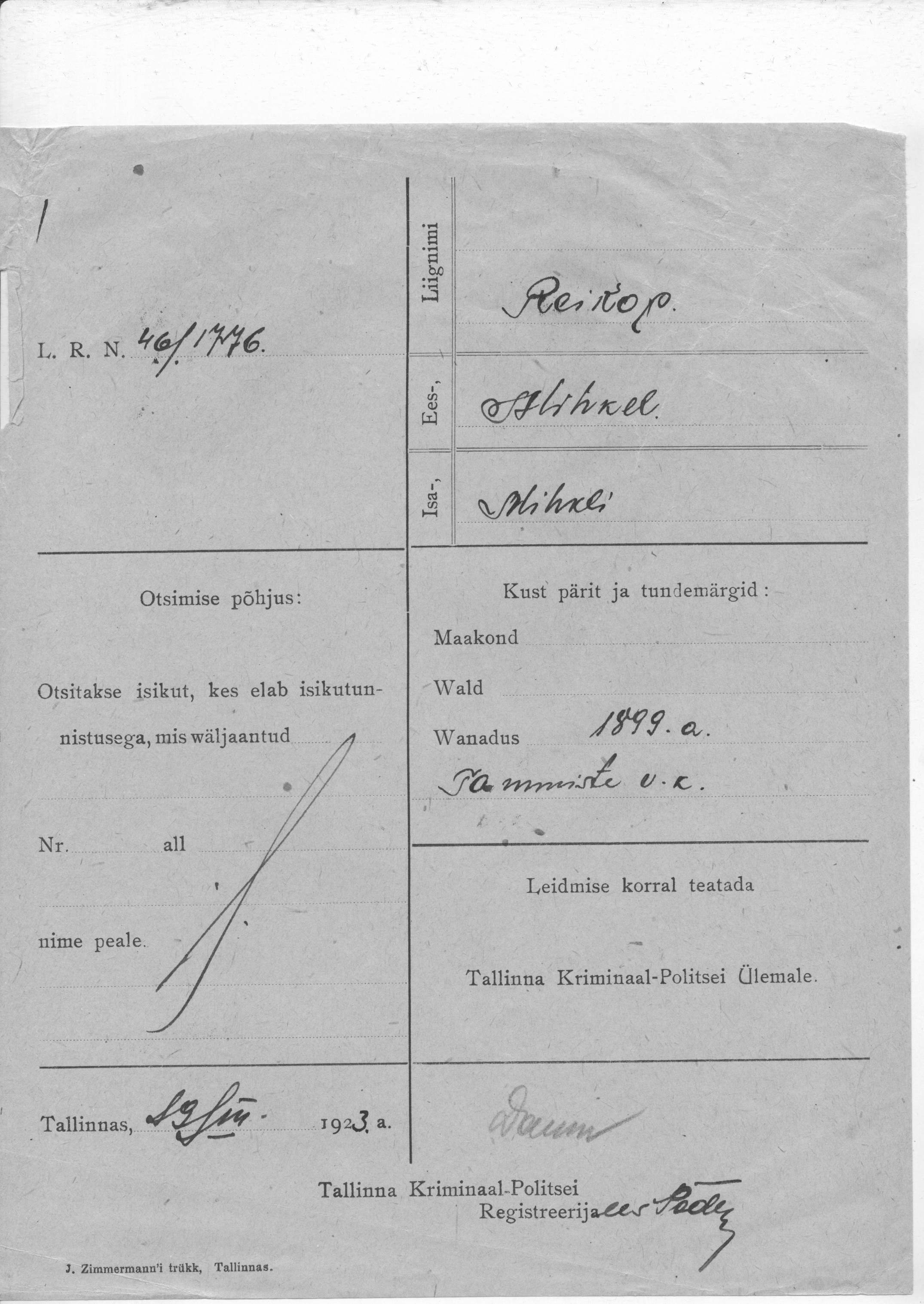 Reikop, Mihkel, Mihkel