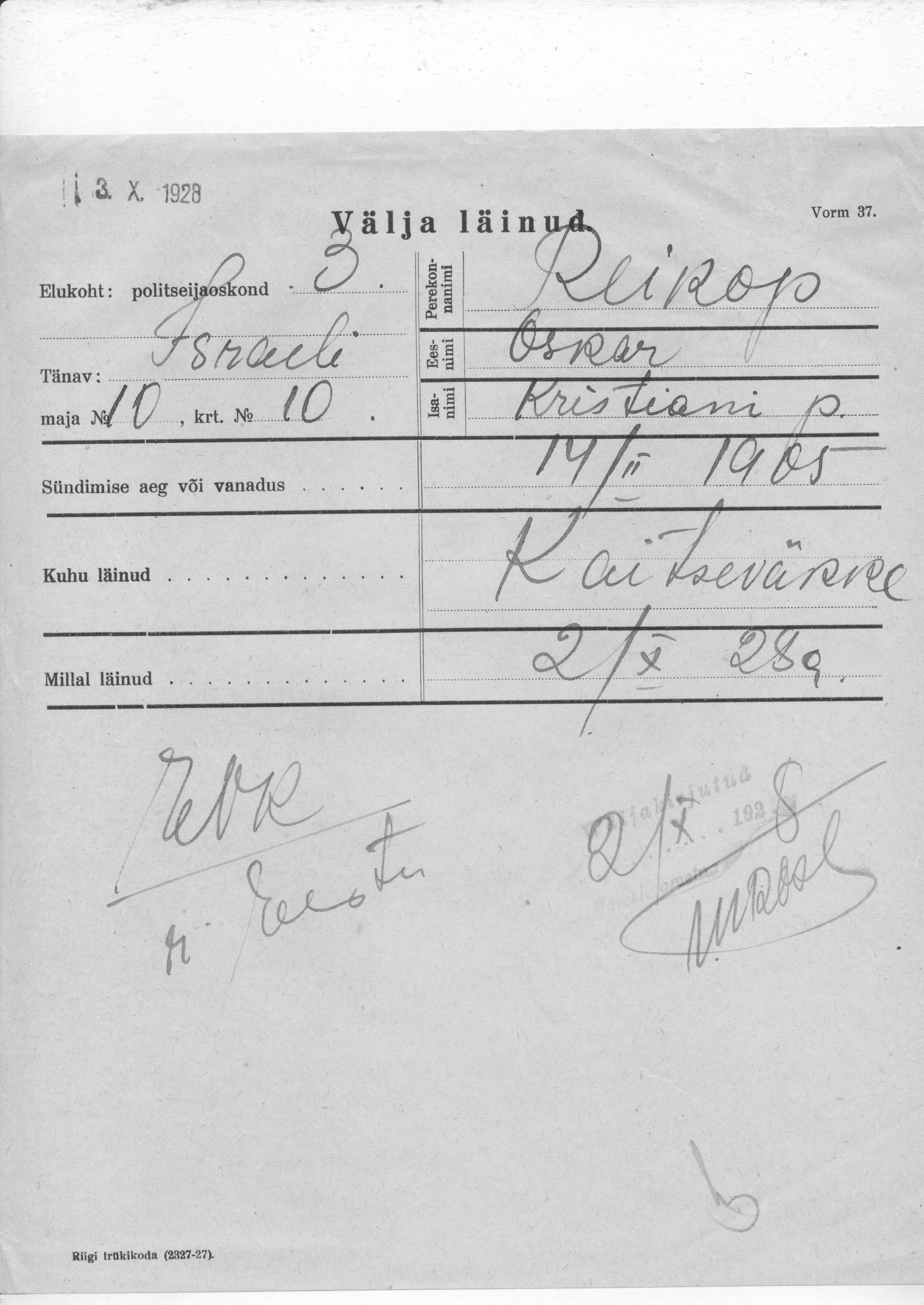 Reikop, Oskar, Kristian