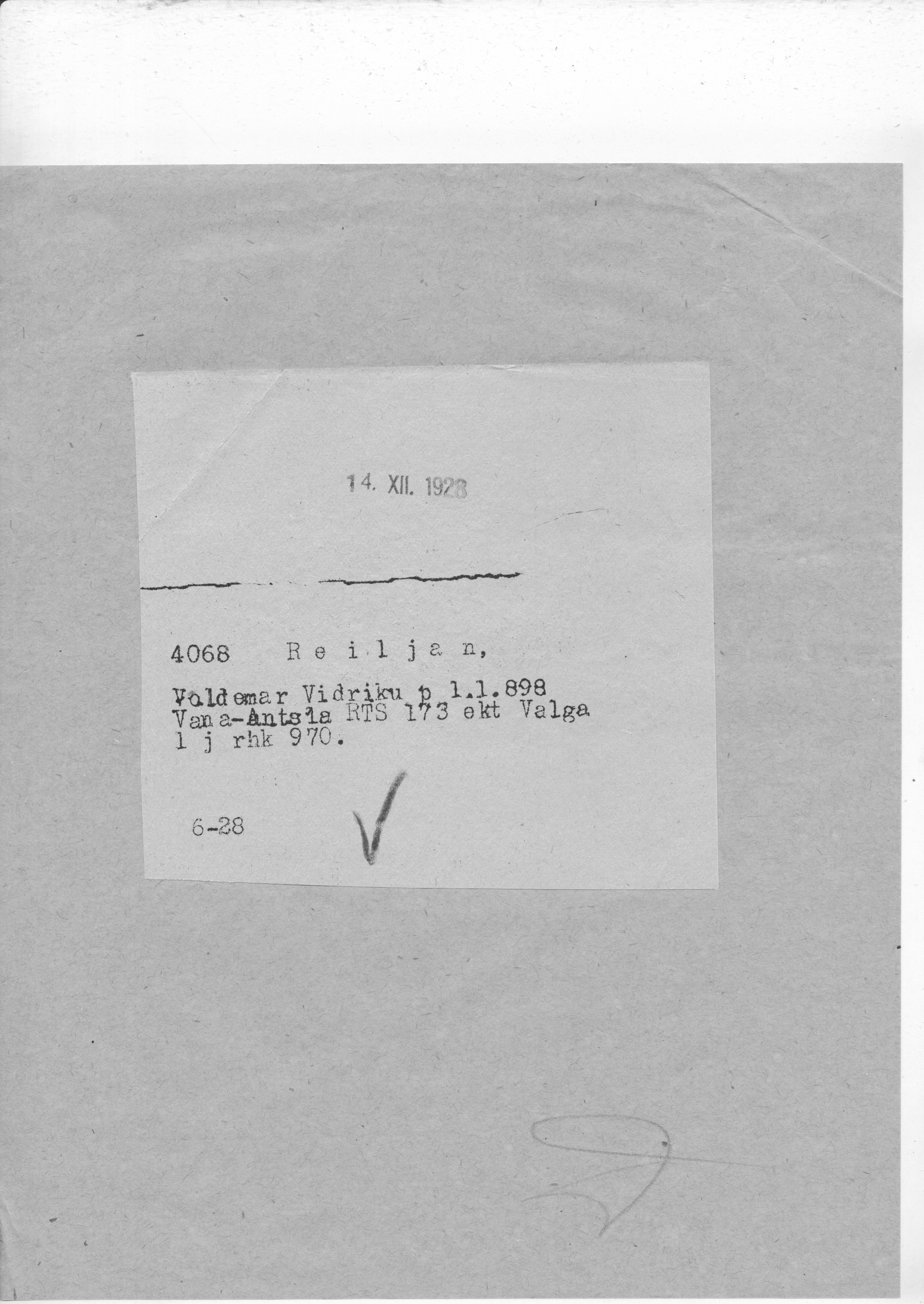 Reiljan, Voldemar, Vidrik