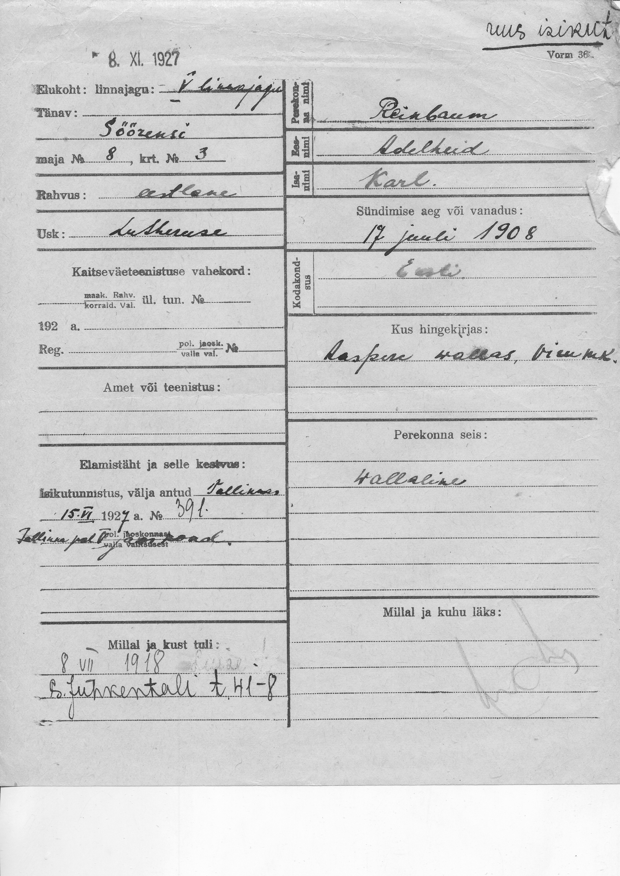 Reinbaum, Adelheid, Karl