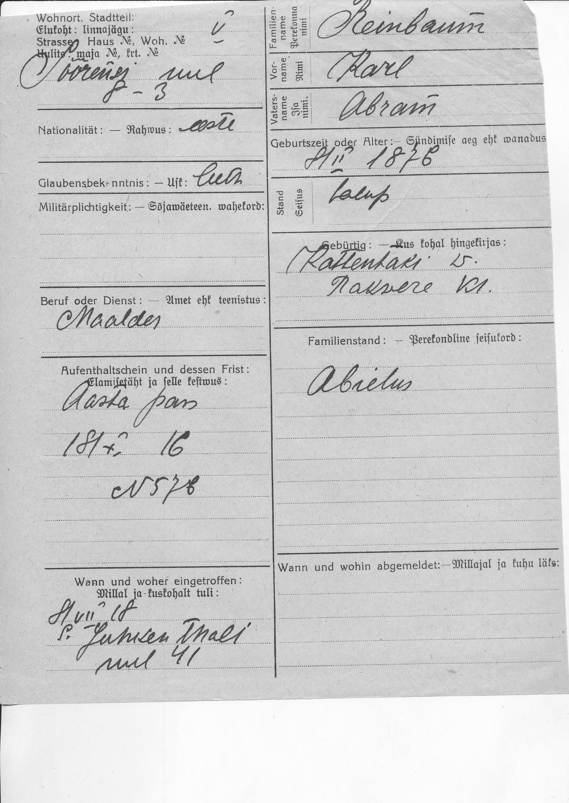 Reinbaum, Karl, Abram