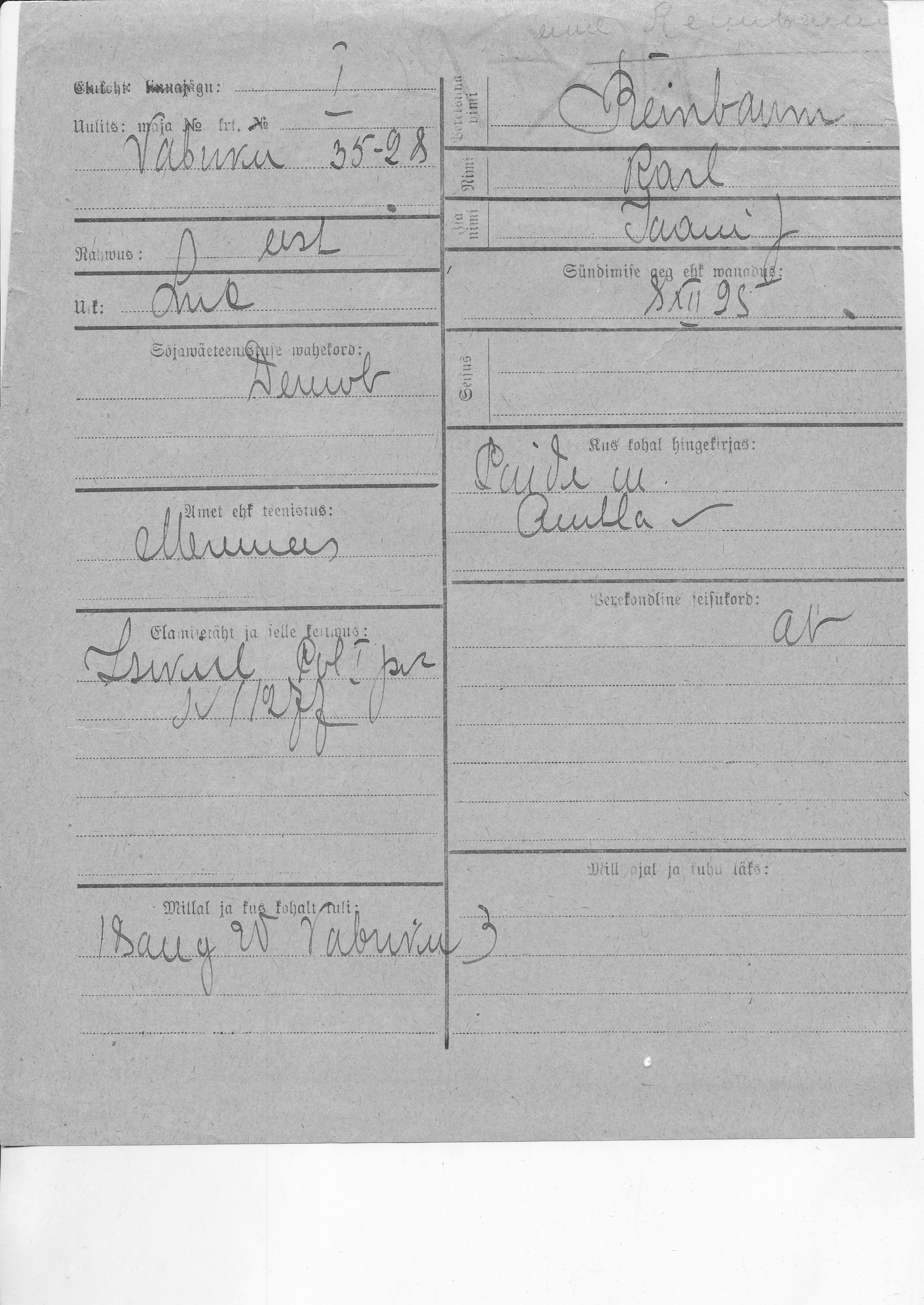 Reinbaum, Karl, Jaan