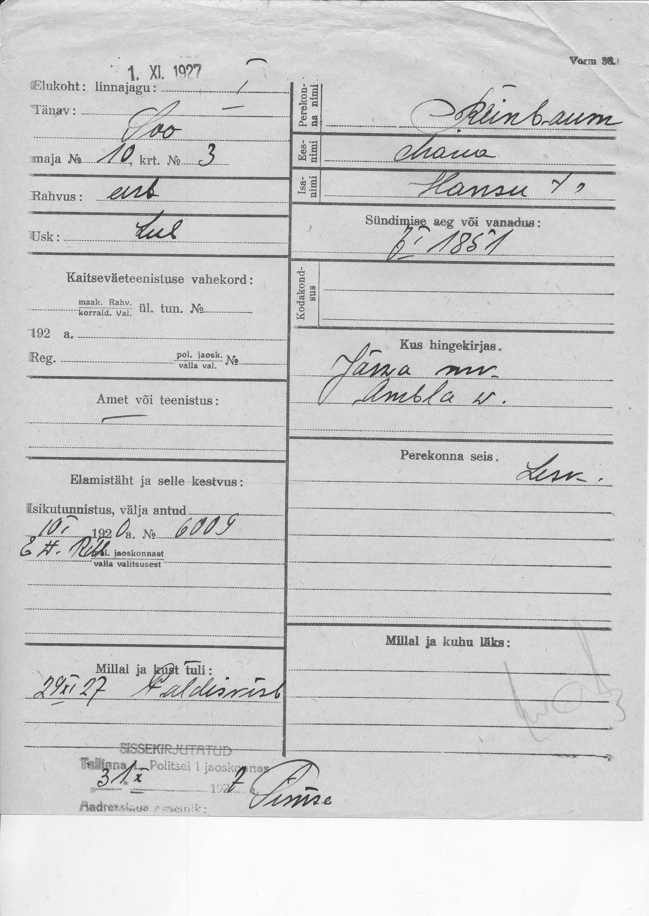 Reinbaum, Maria, Hans