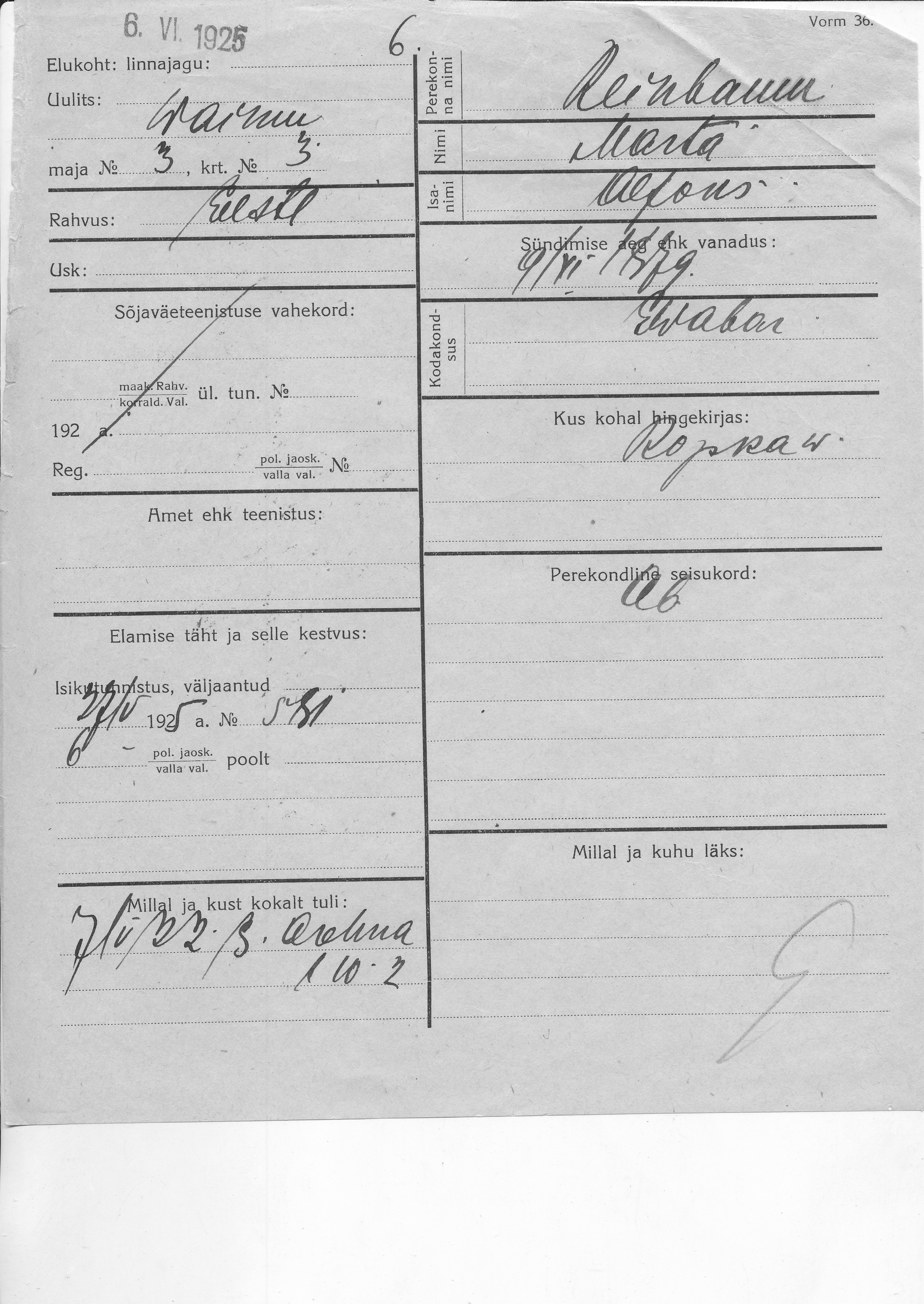 Reinbaum, Marta, Alfons