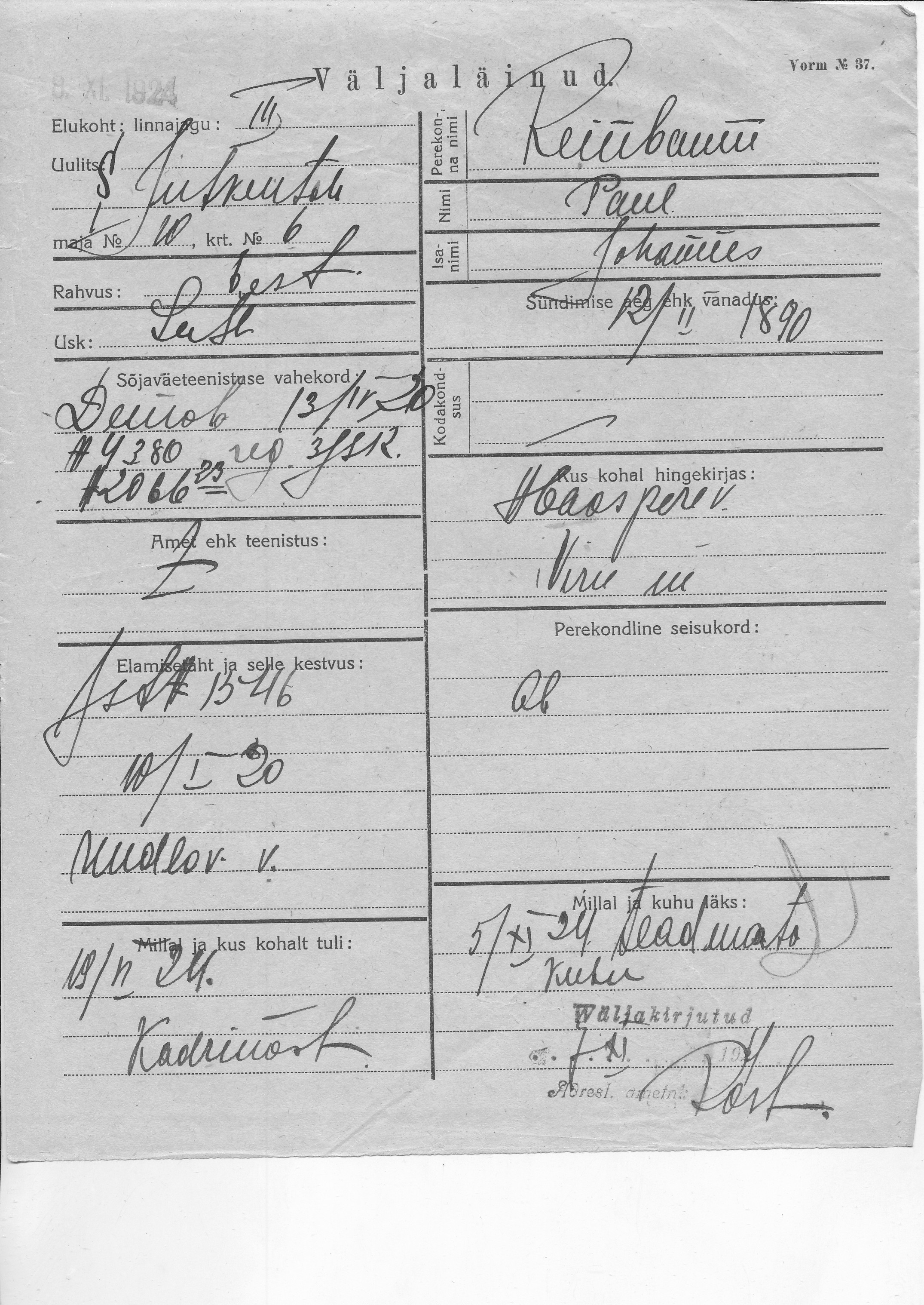 Reinbaum, Paul, Johannes