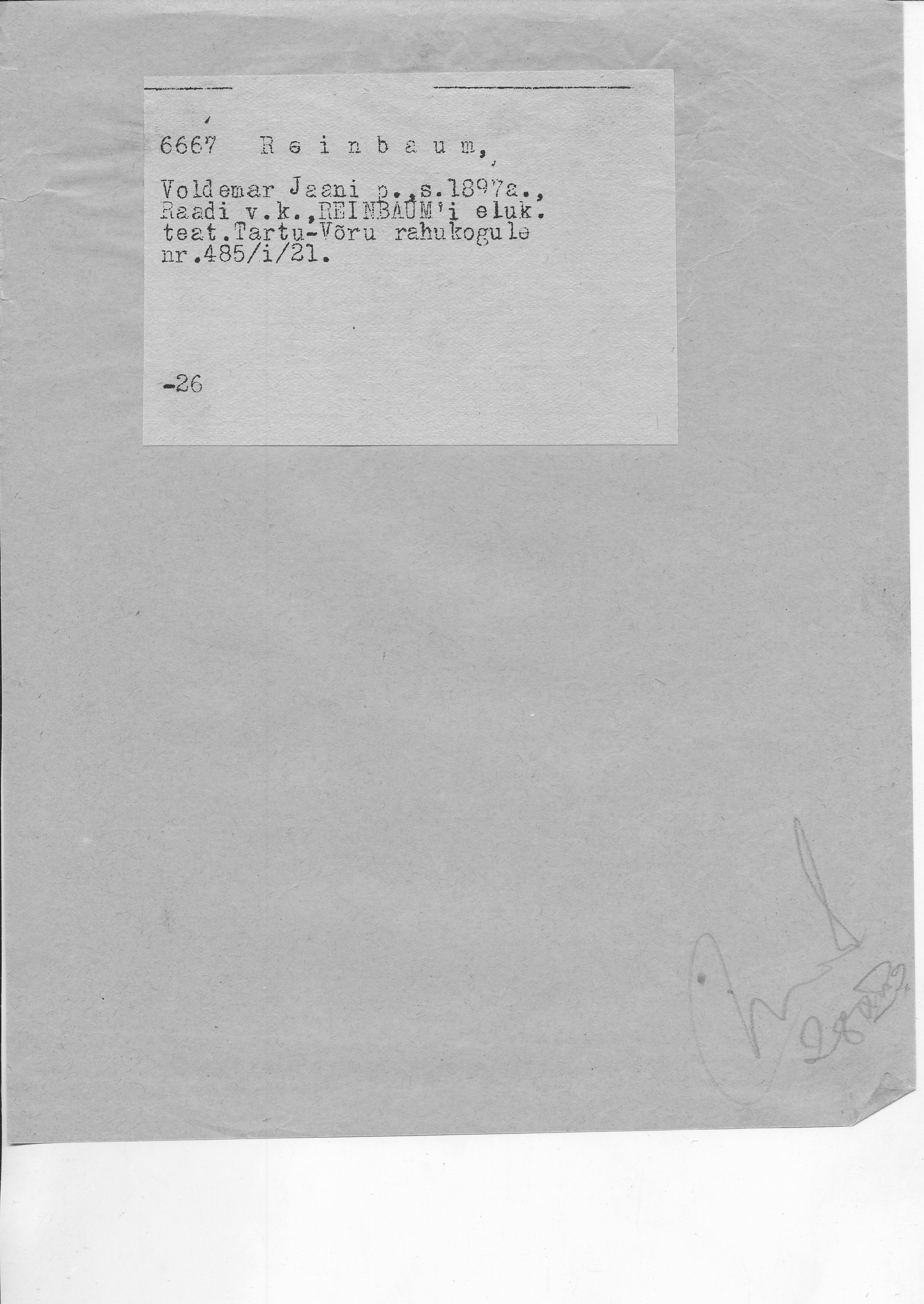 Reinbaum, Voldemar, Jaan