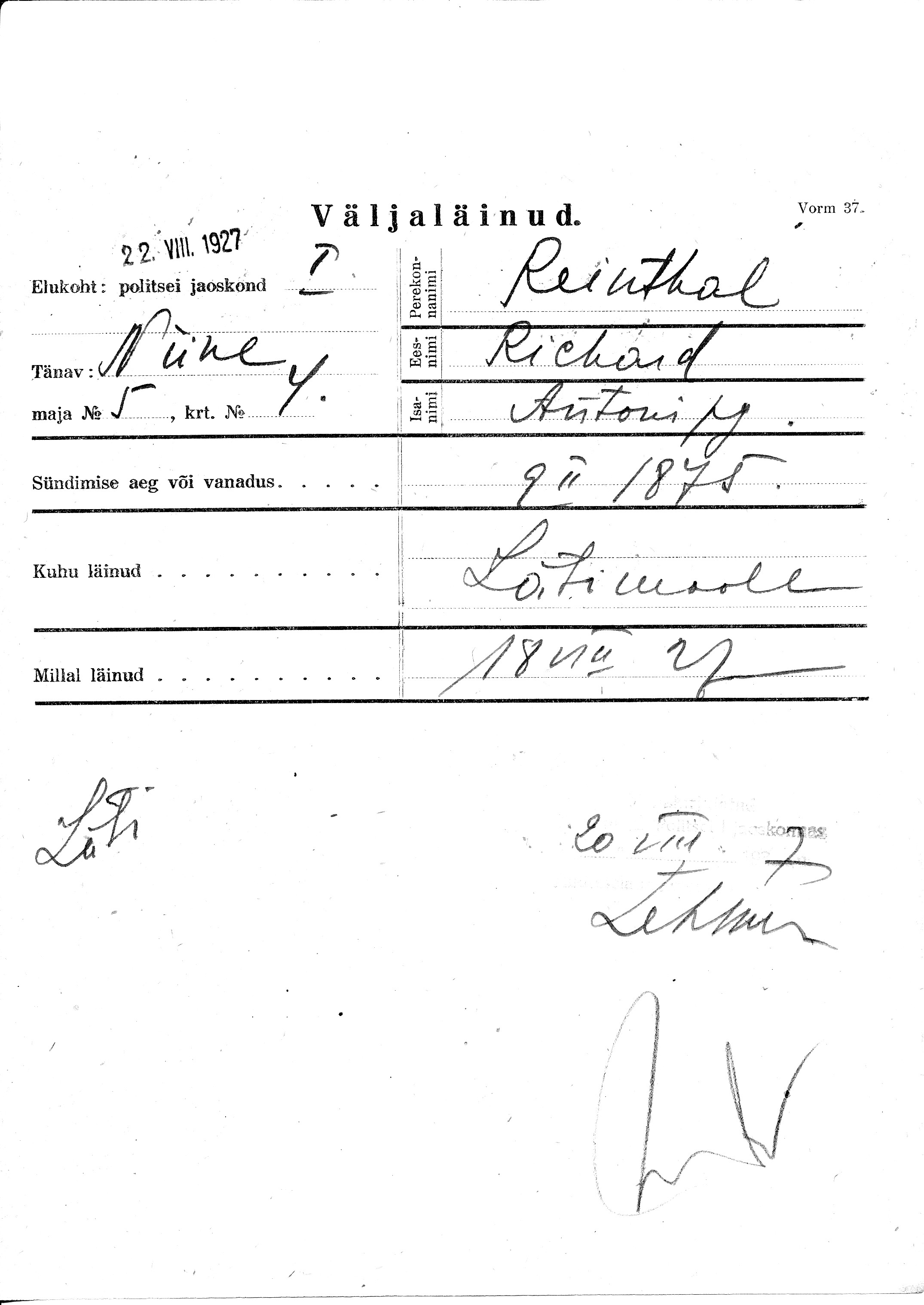 Reinthal, Richard, Anton