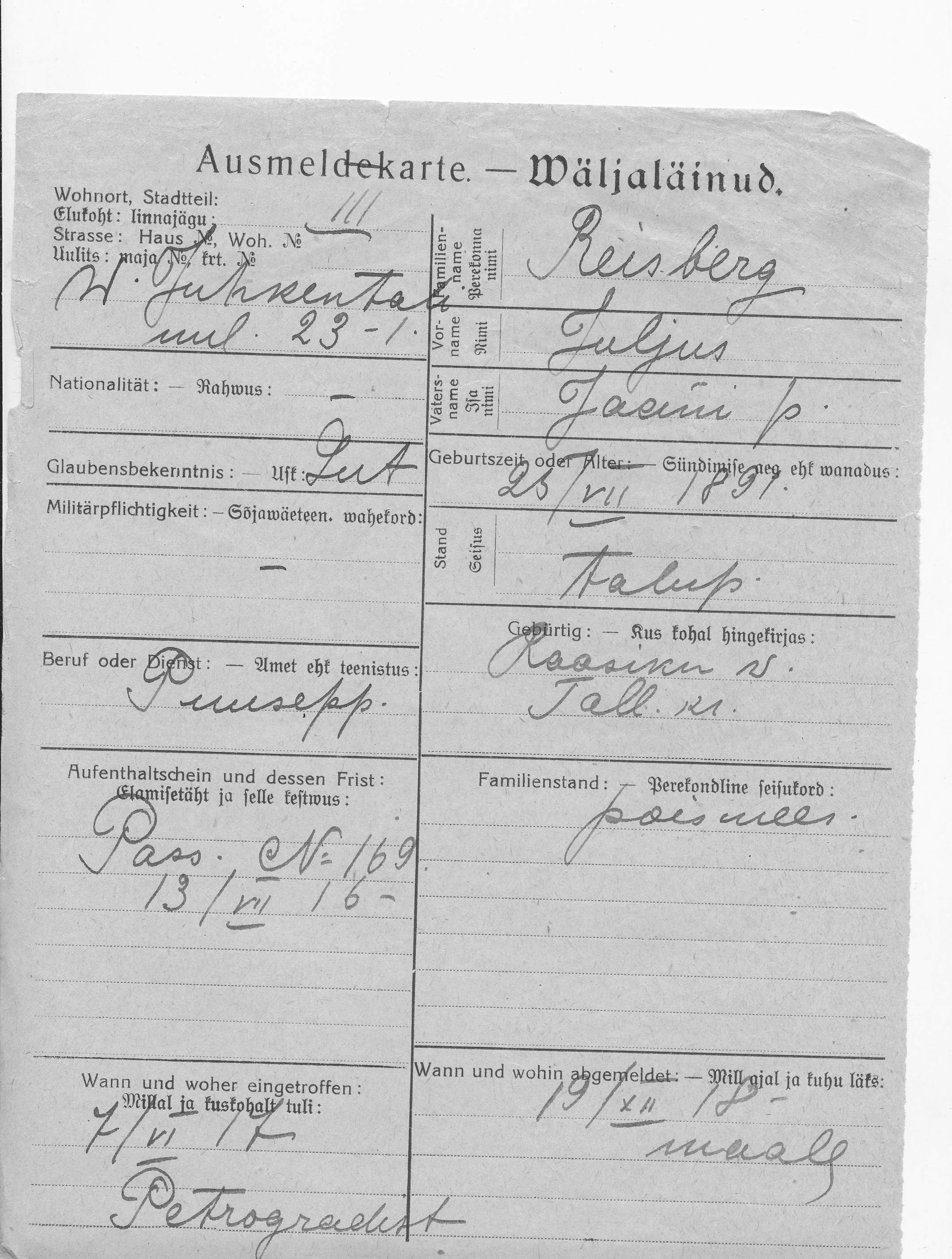 Reisberg, Juljus, Jaan