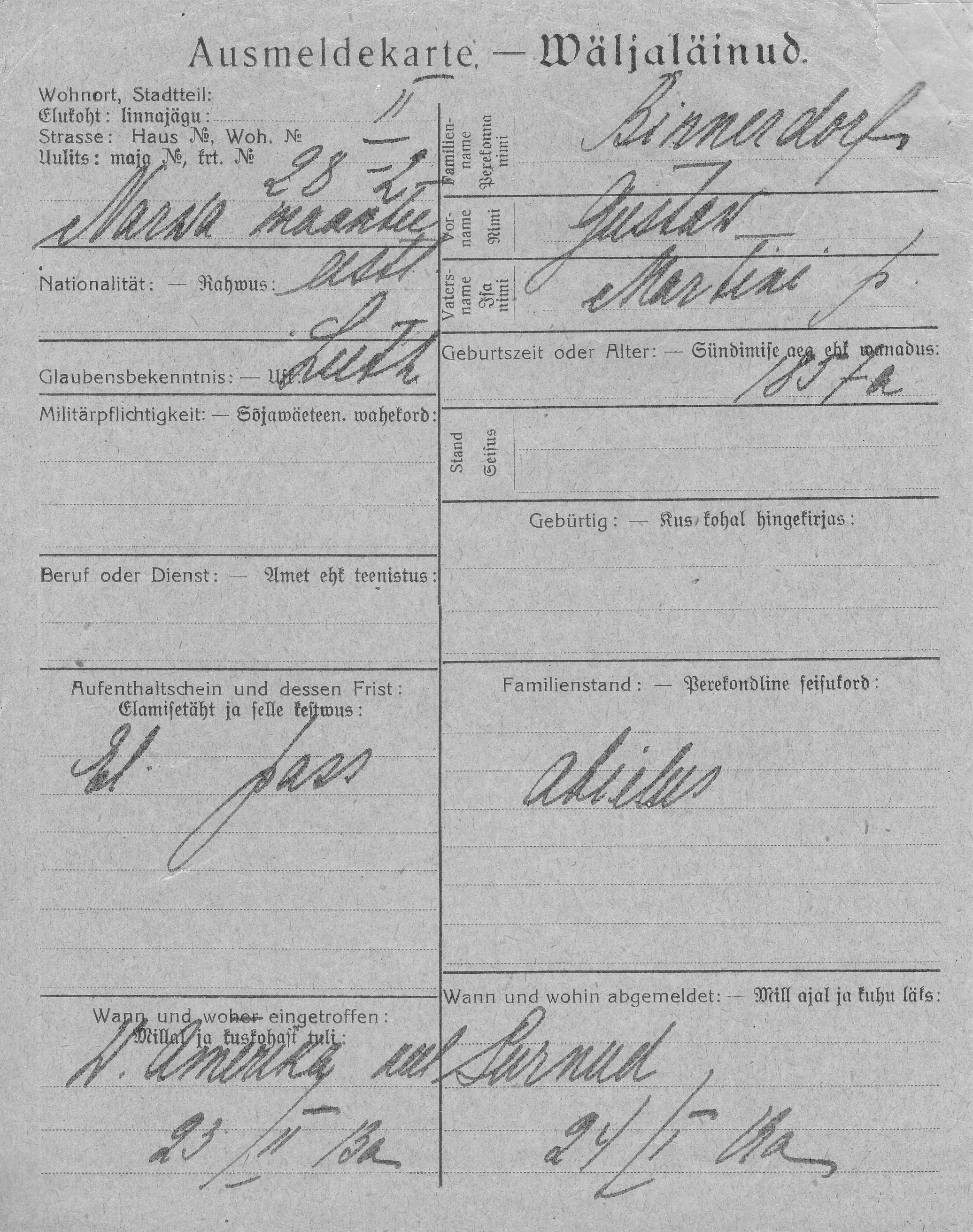 Binnerdorf, Gustaw, Martin