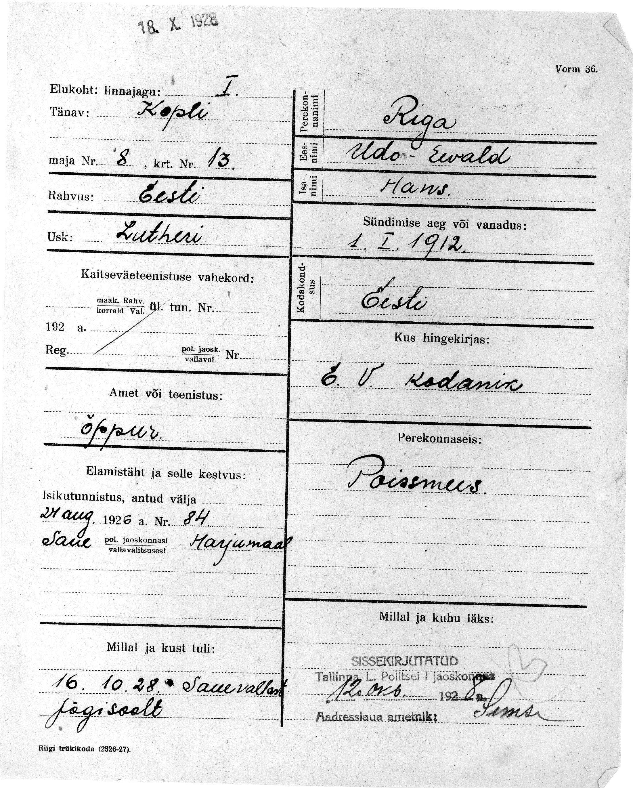 Riga, Udo-Eevald, Hans