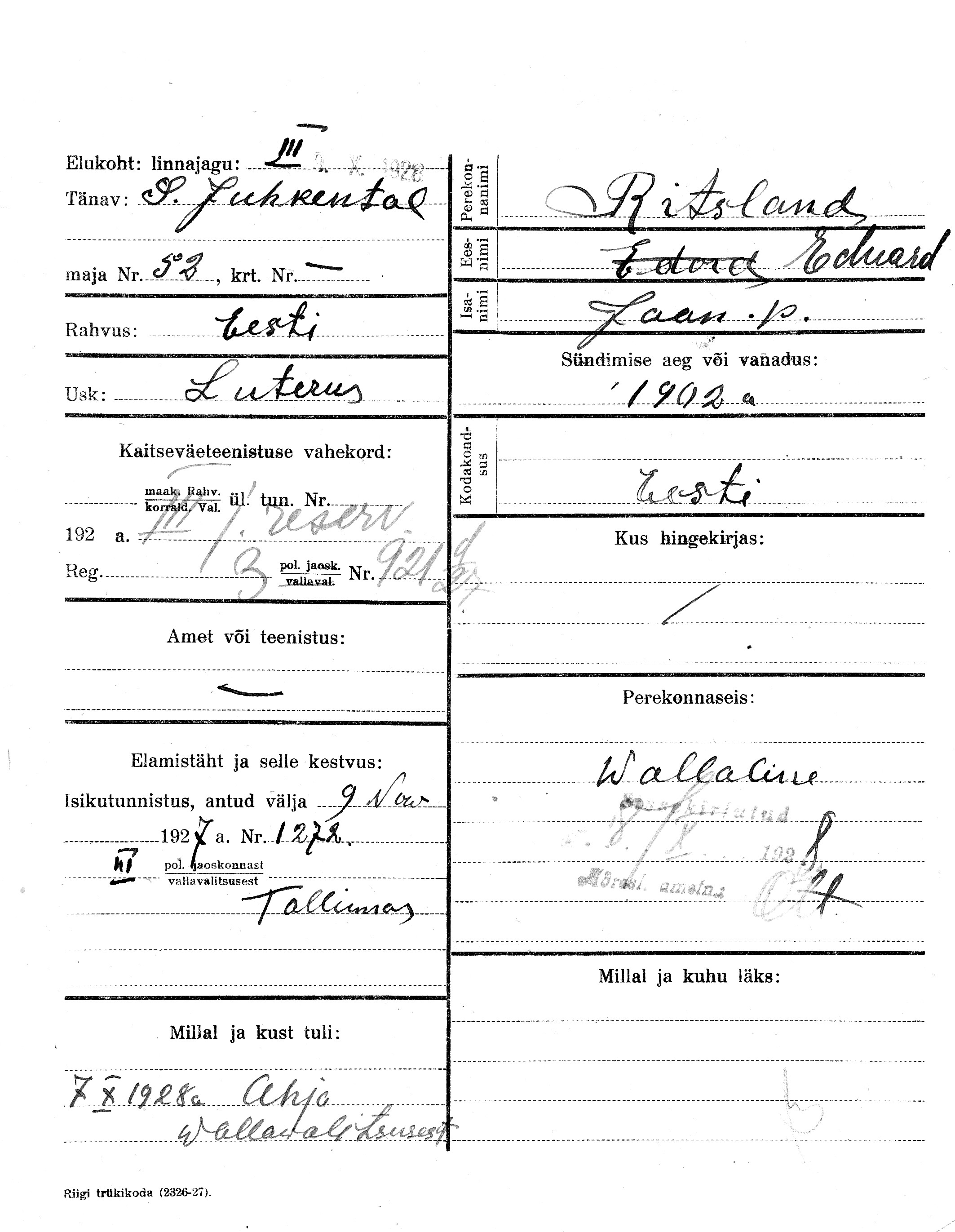 Ritsland, Eduard, Jaan