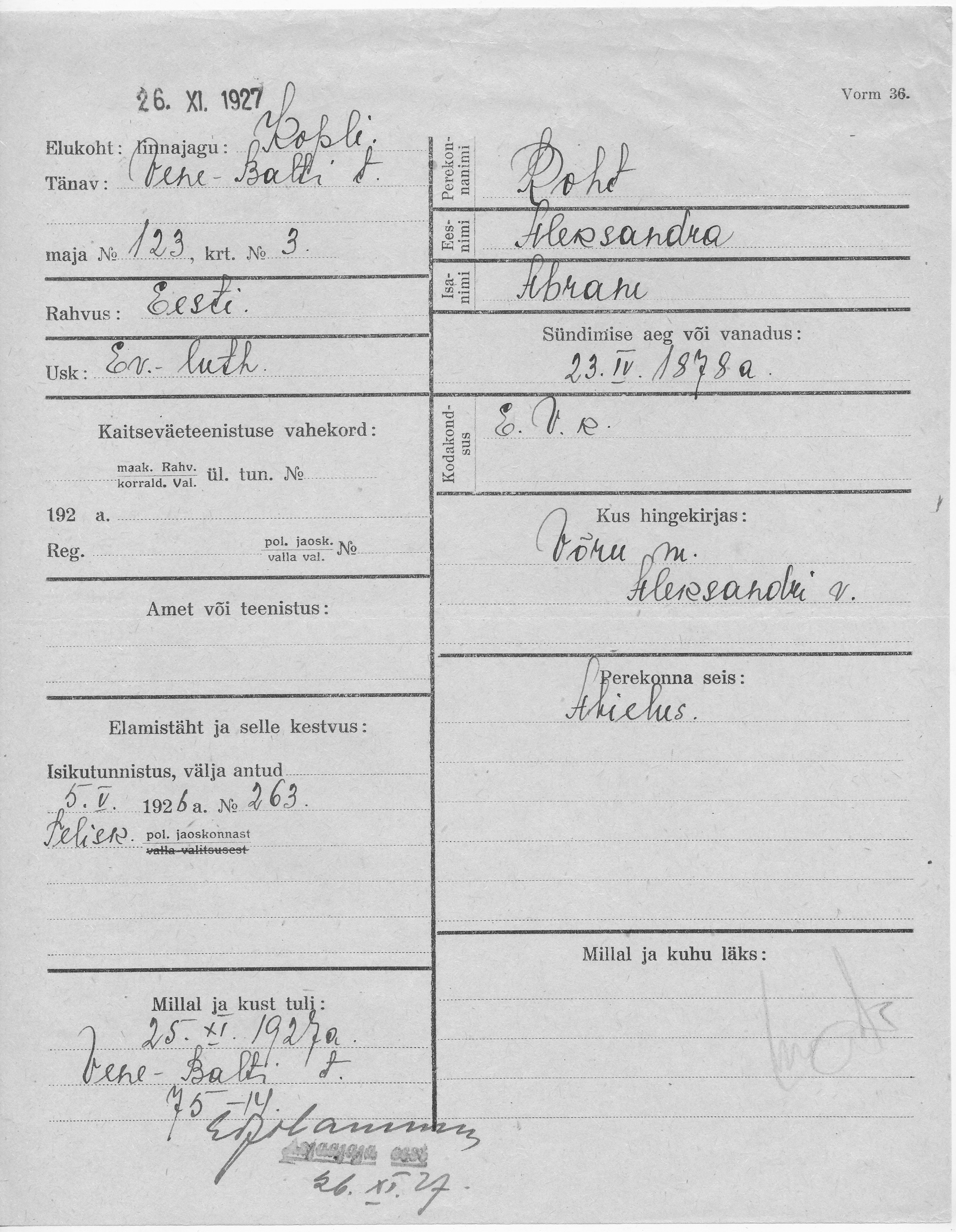 Roht, Aleksandra, Abram