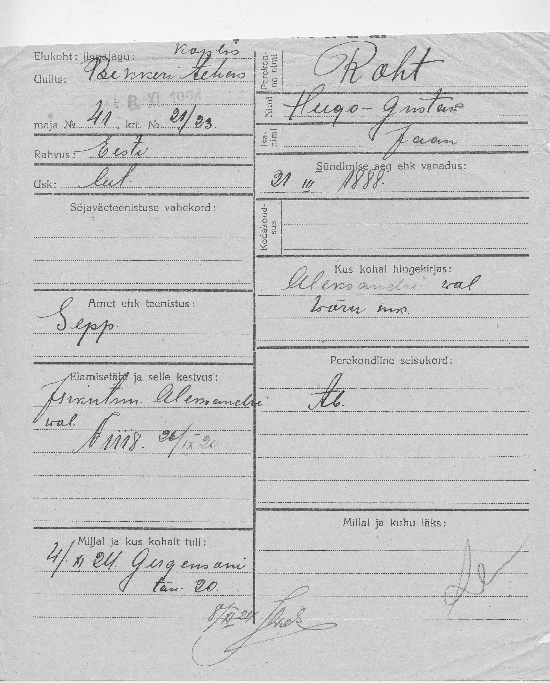 Roht, Hugo-Gustaw, Jaan