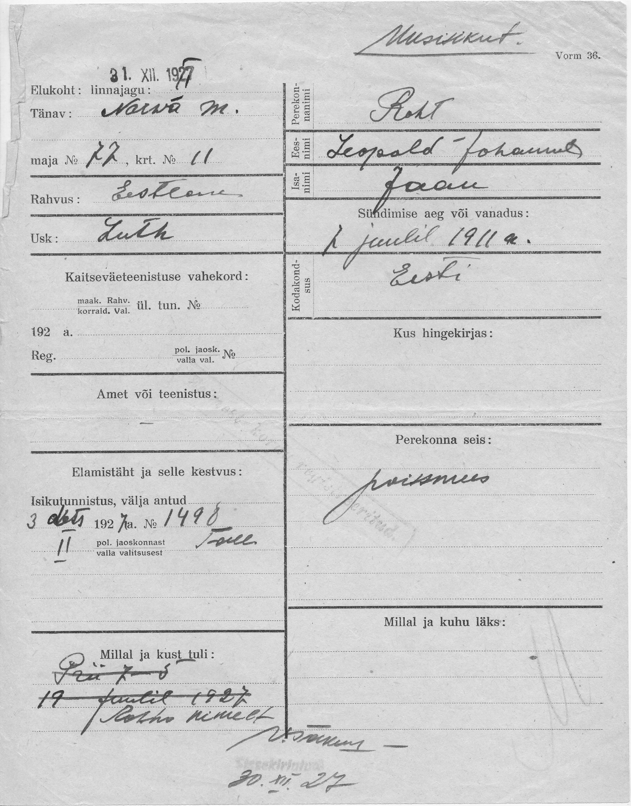 Roht, Leopold-Johannes, Jaan