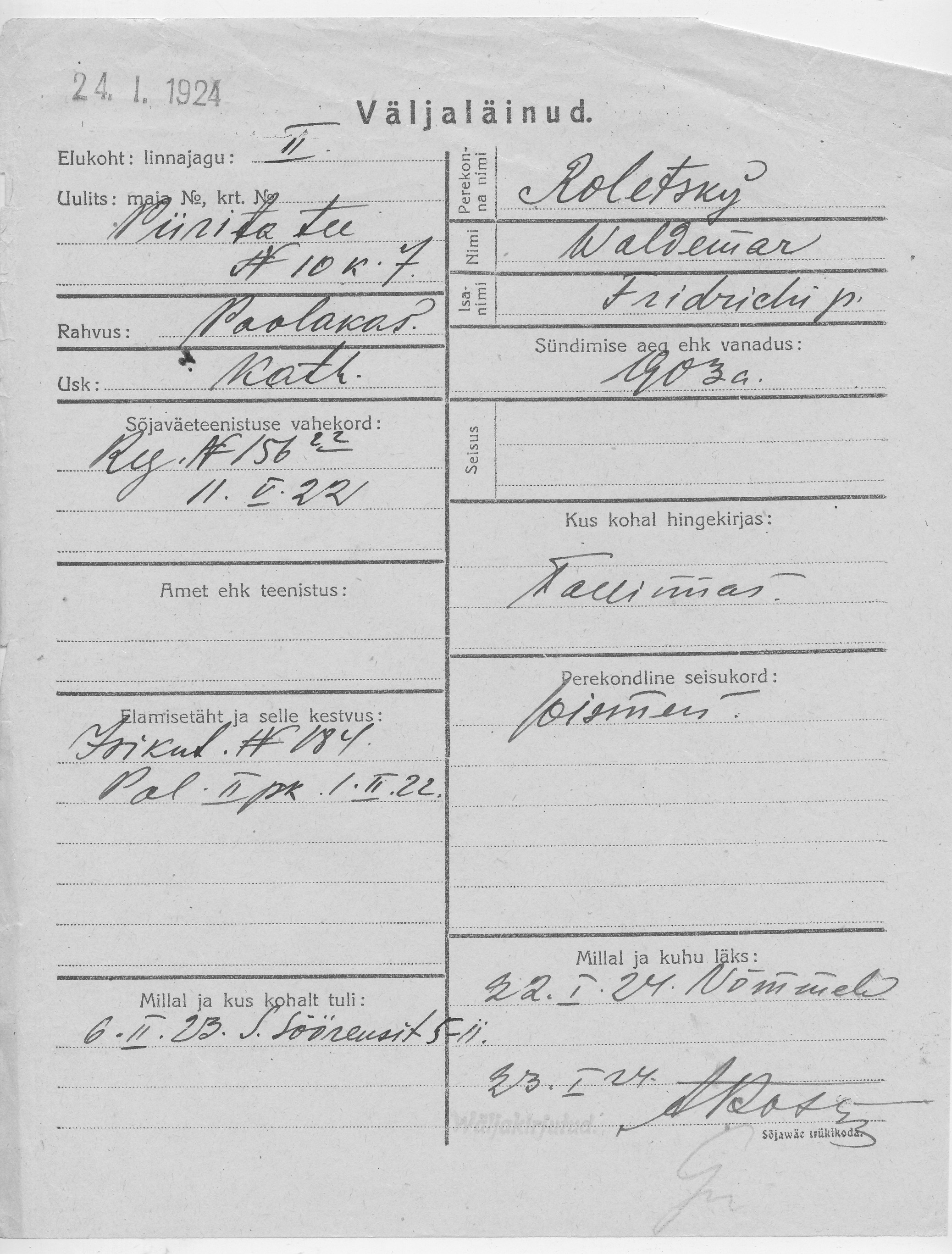 Roletsky, Waldemar, Fridrich