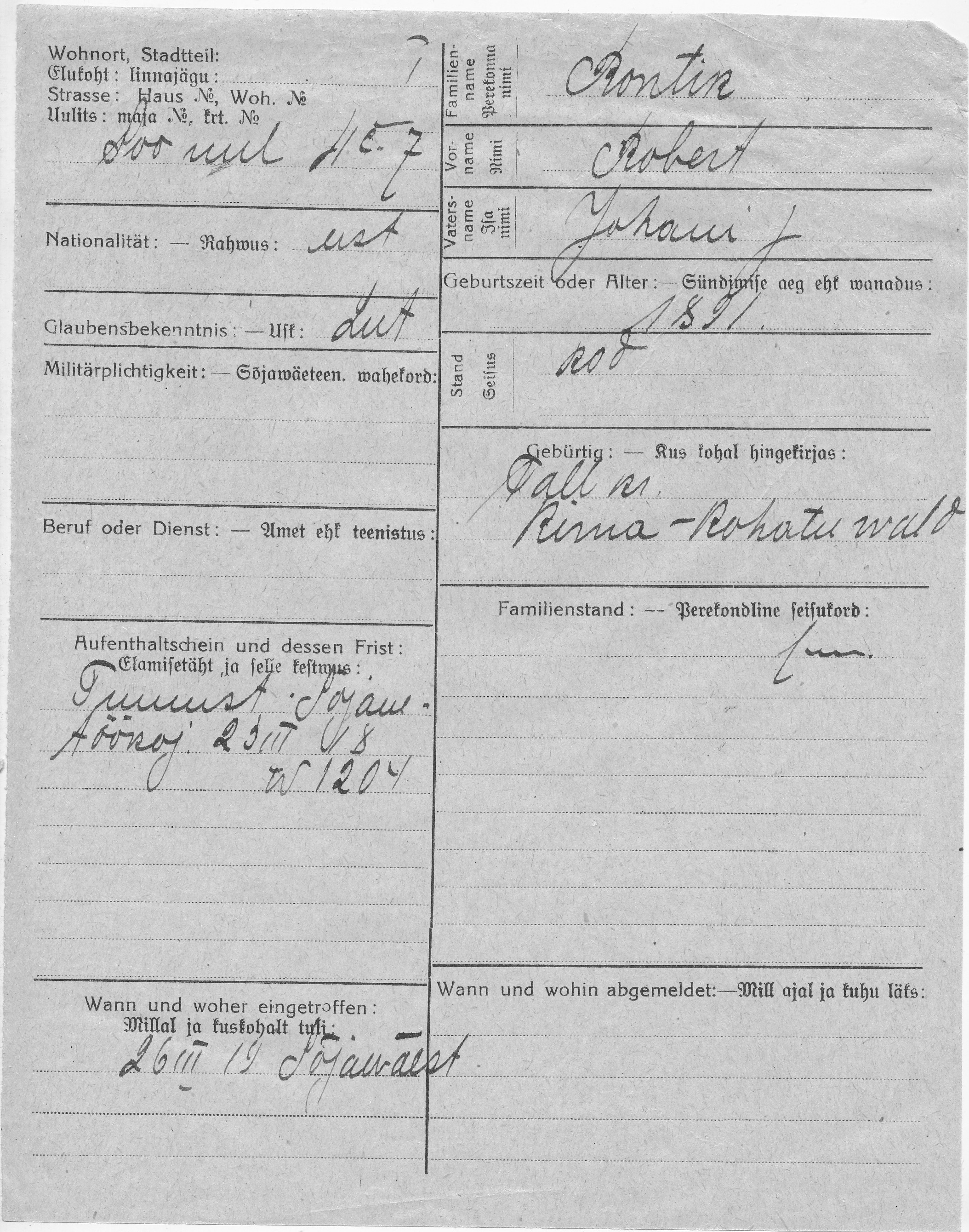 Rontik, Robert, Johan