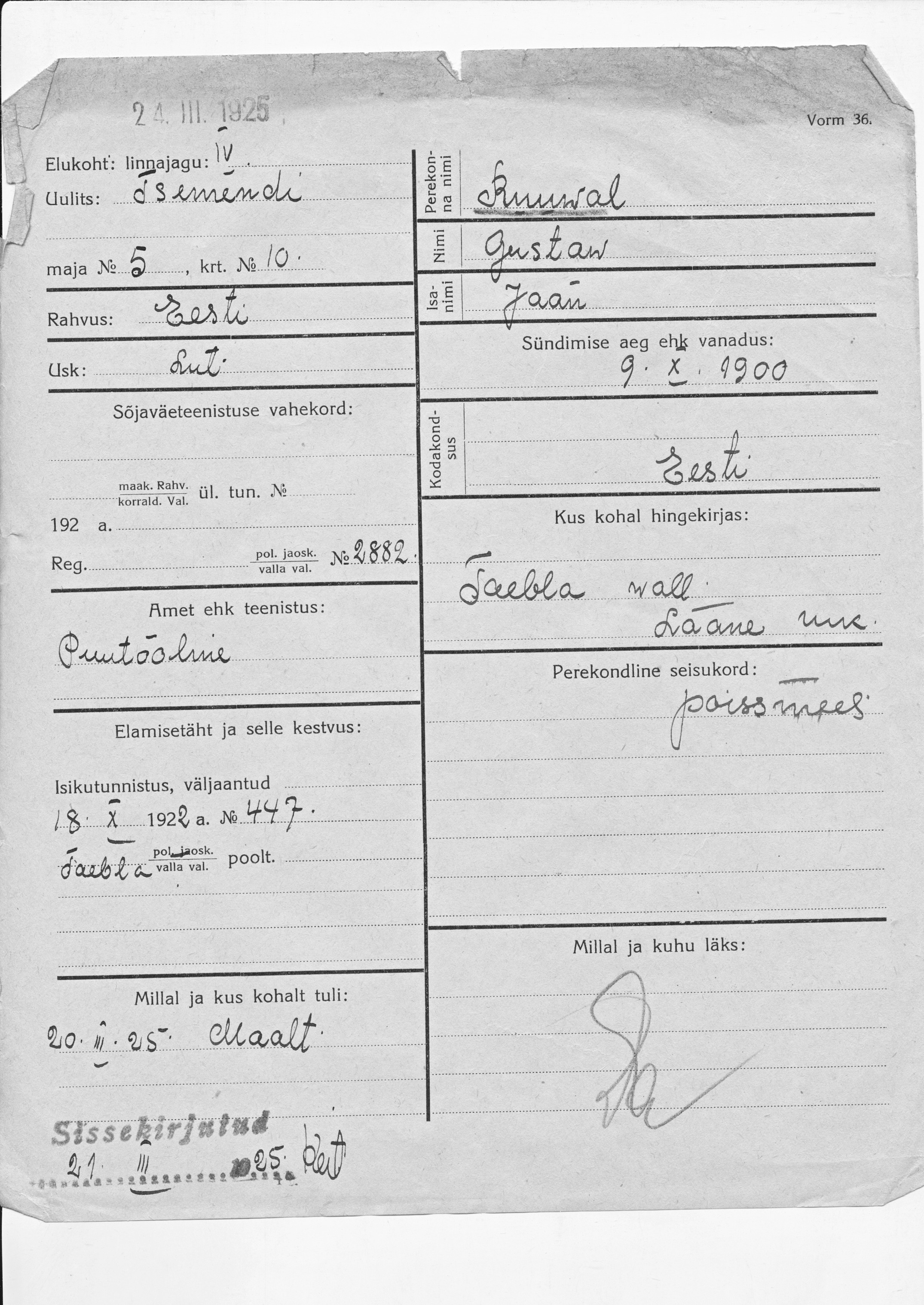 Ruuwal, Gustaw, Jaan