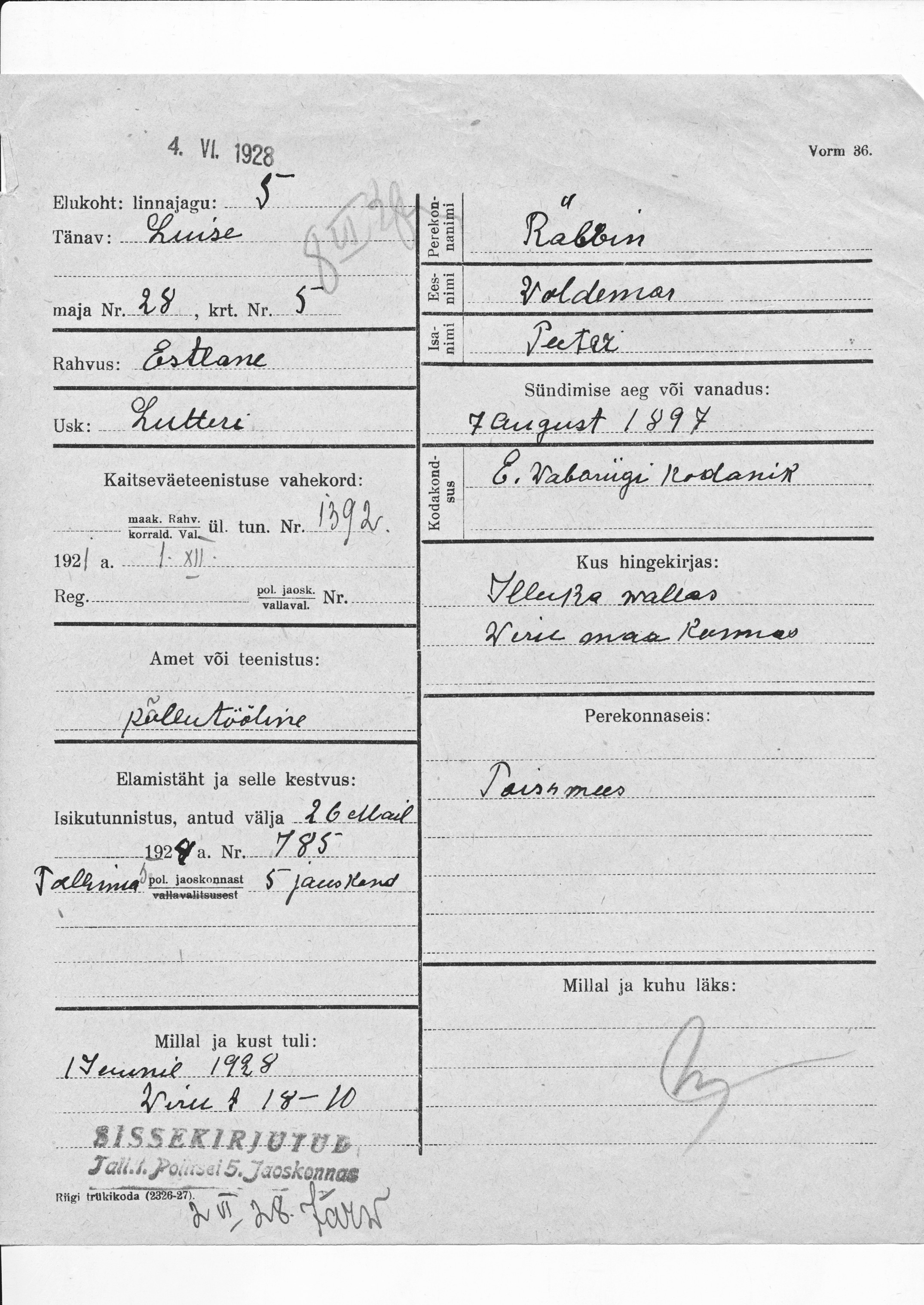 Räbbin, Woldemar, Peeter