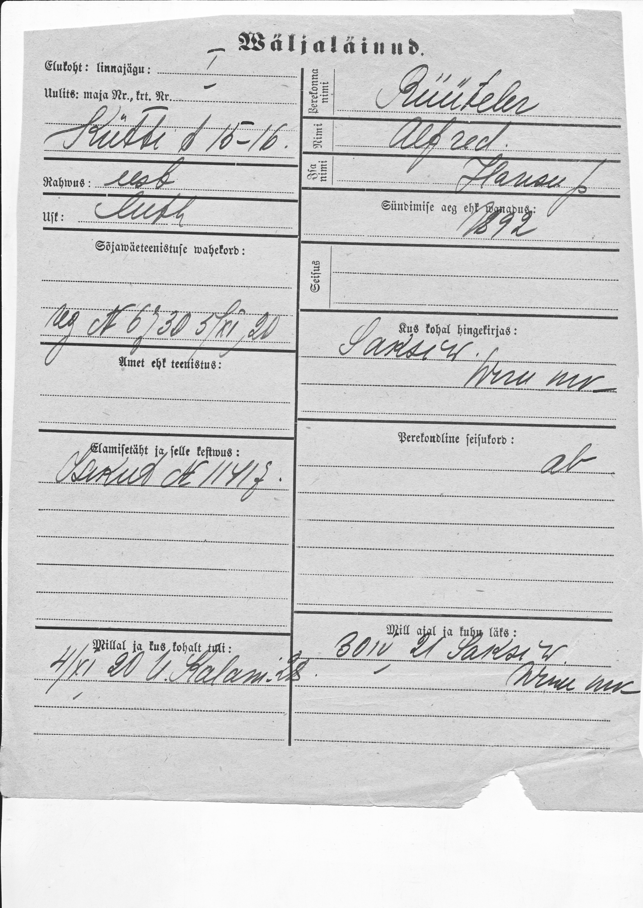 Rüüteler, Alfred, Hans