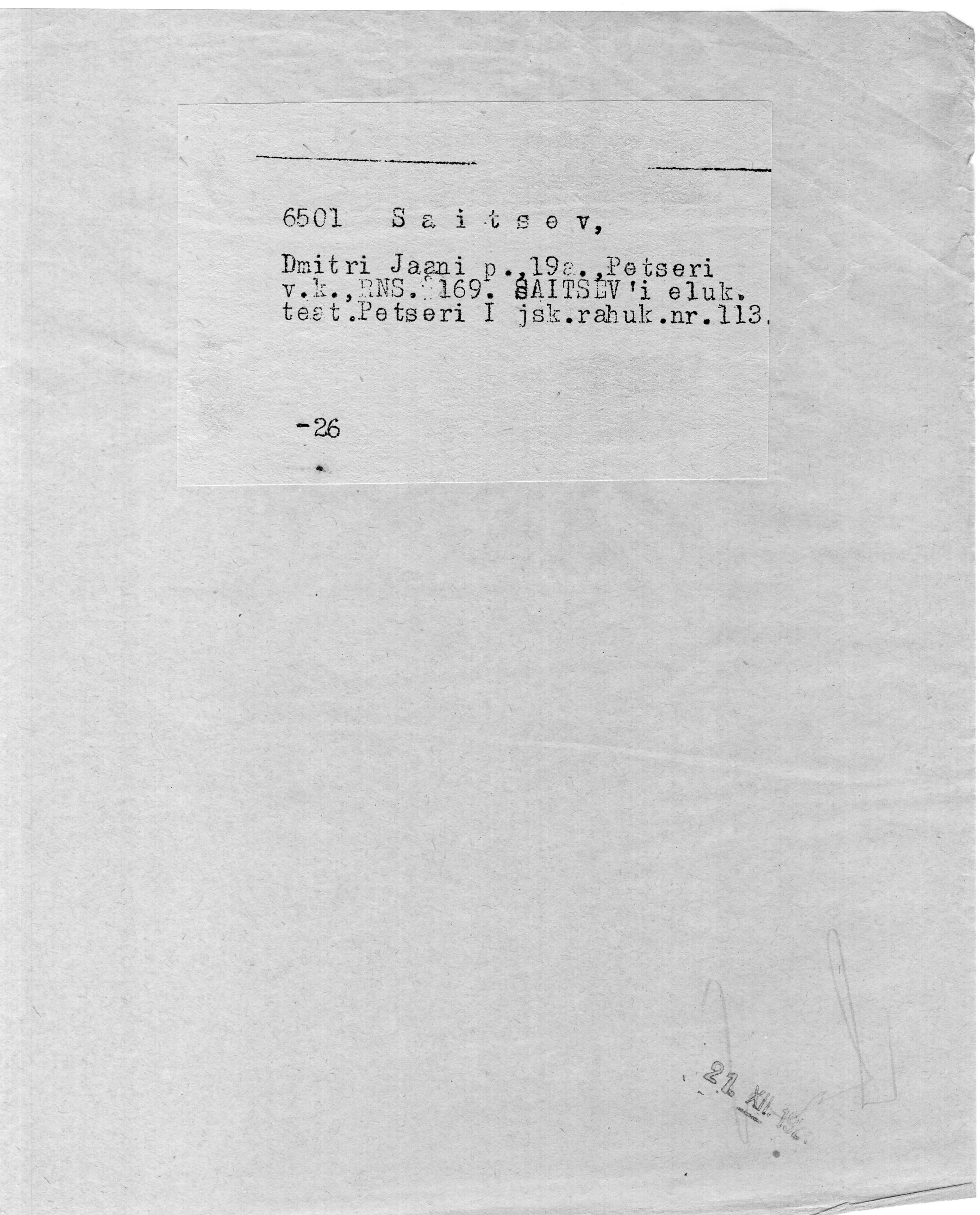 Saitsev, Dmitri, Jaan