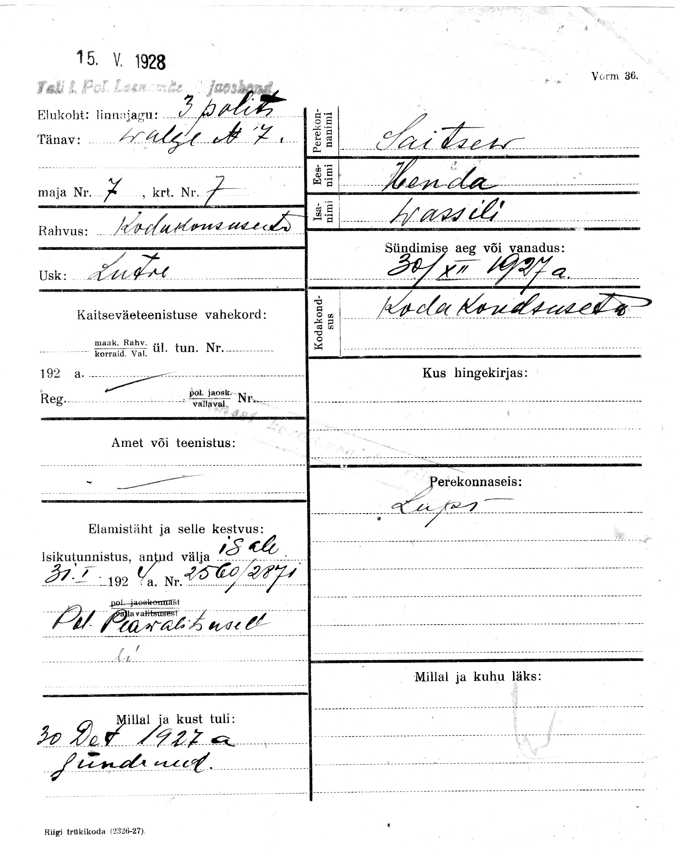 Saitsev, Henda, Wassili