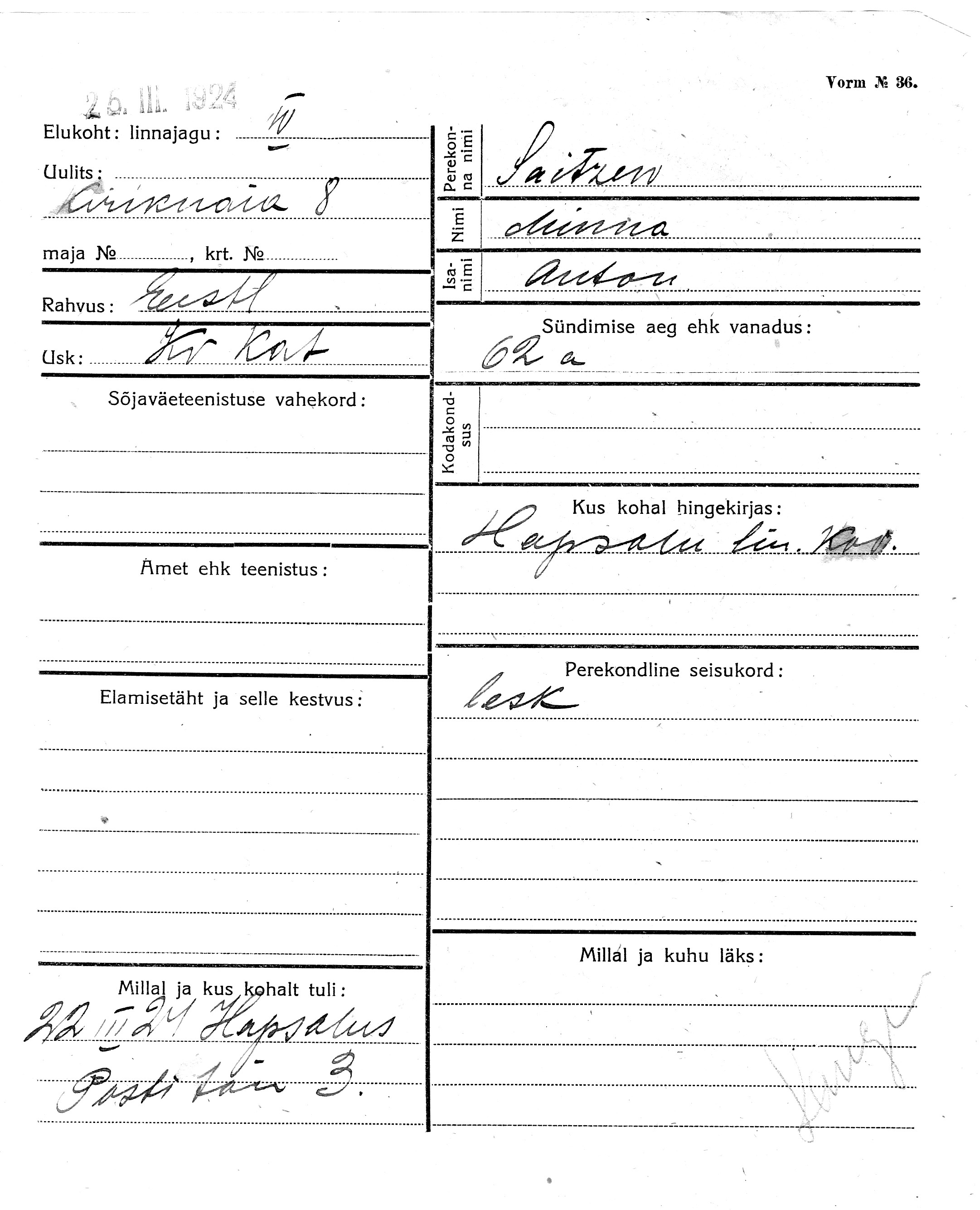 Saitsev, Minna, Anton