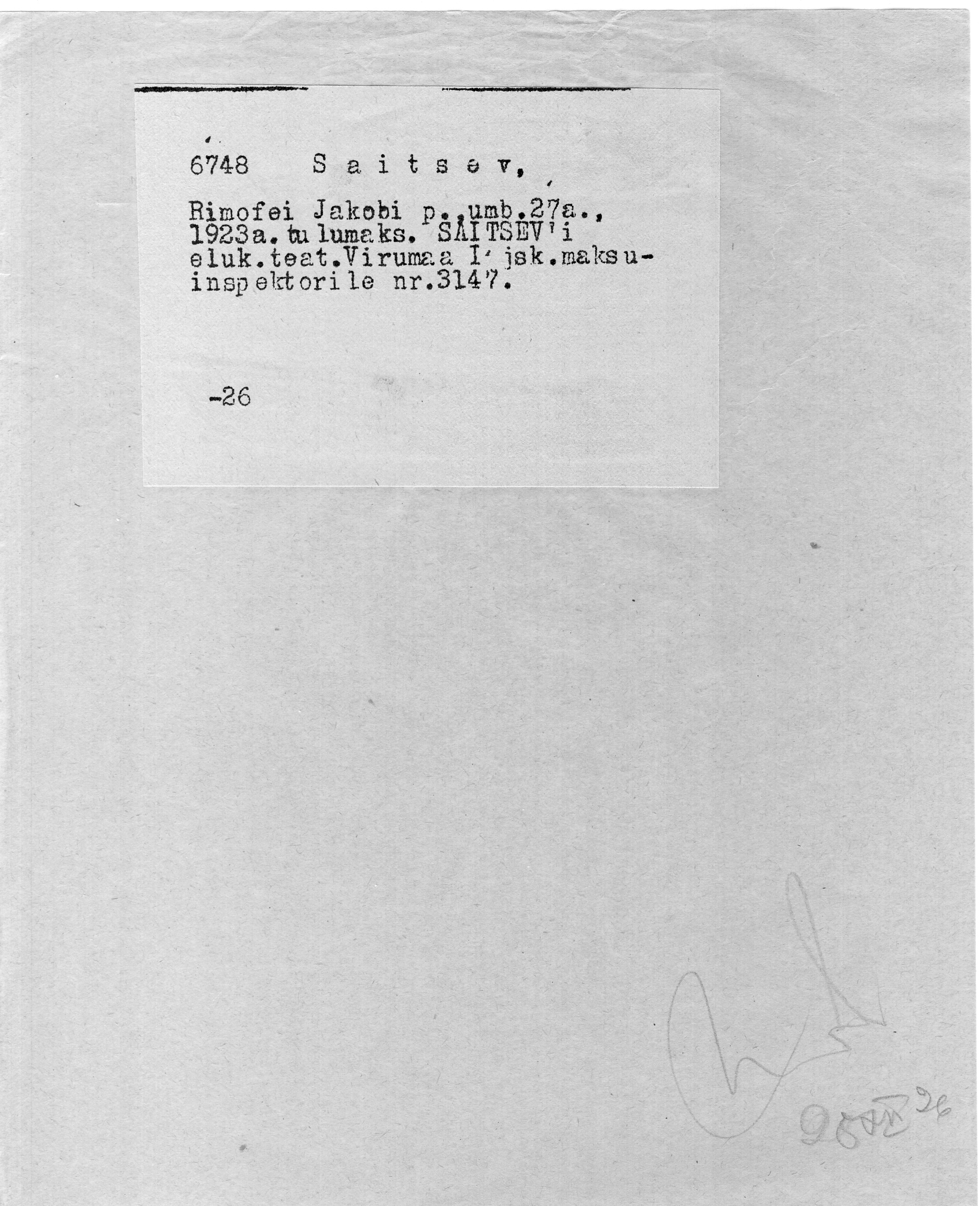 Saitsev, Rimofei, Jakob