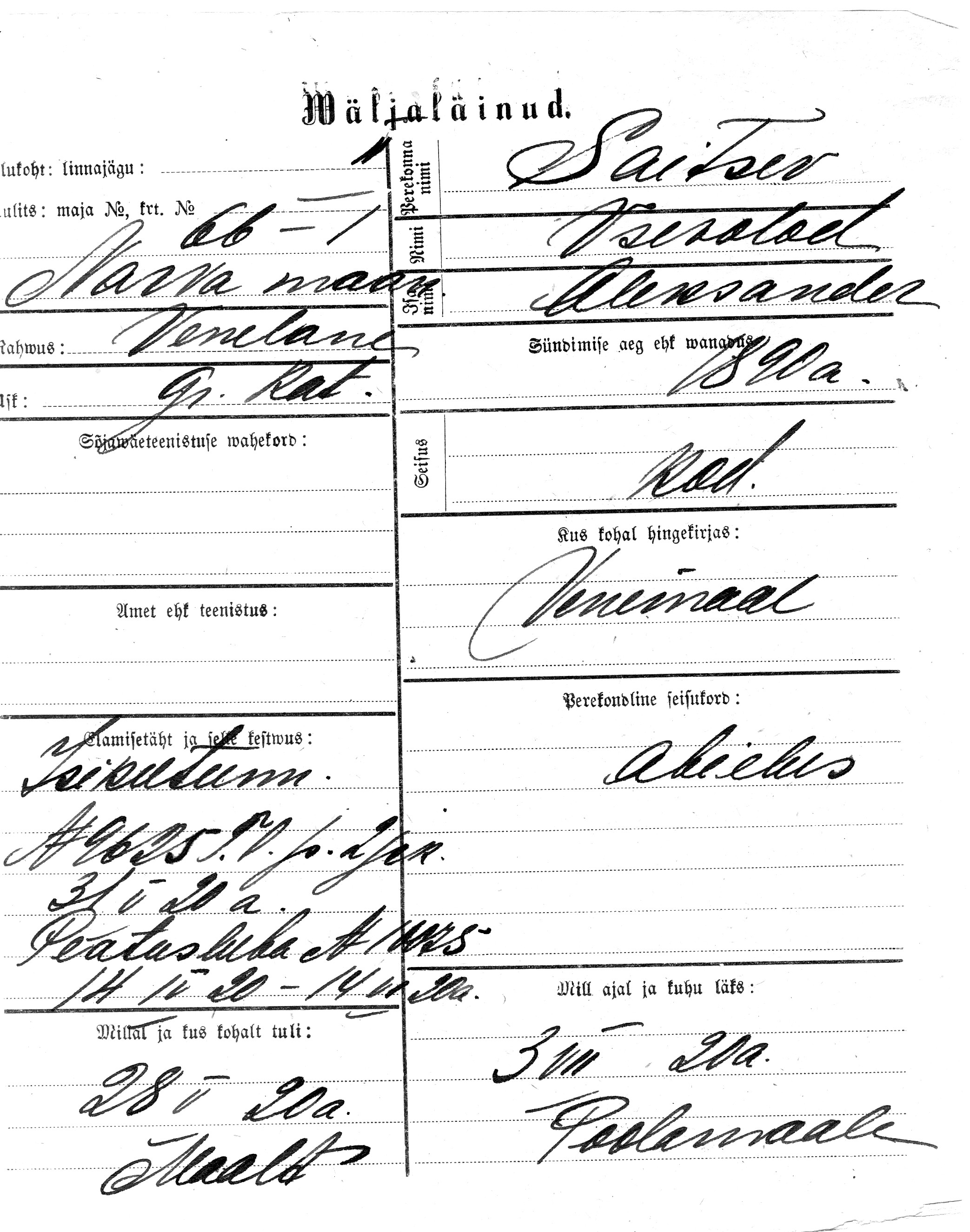 Saitsev, Vsevolod, Aleksander