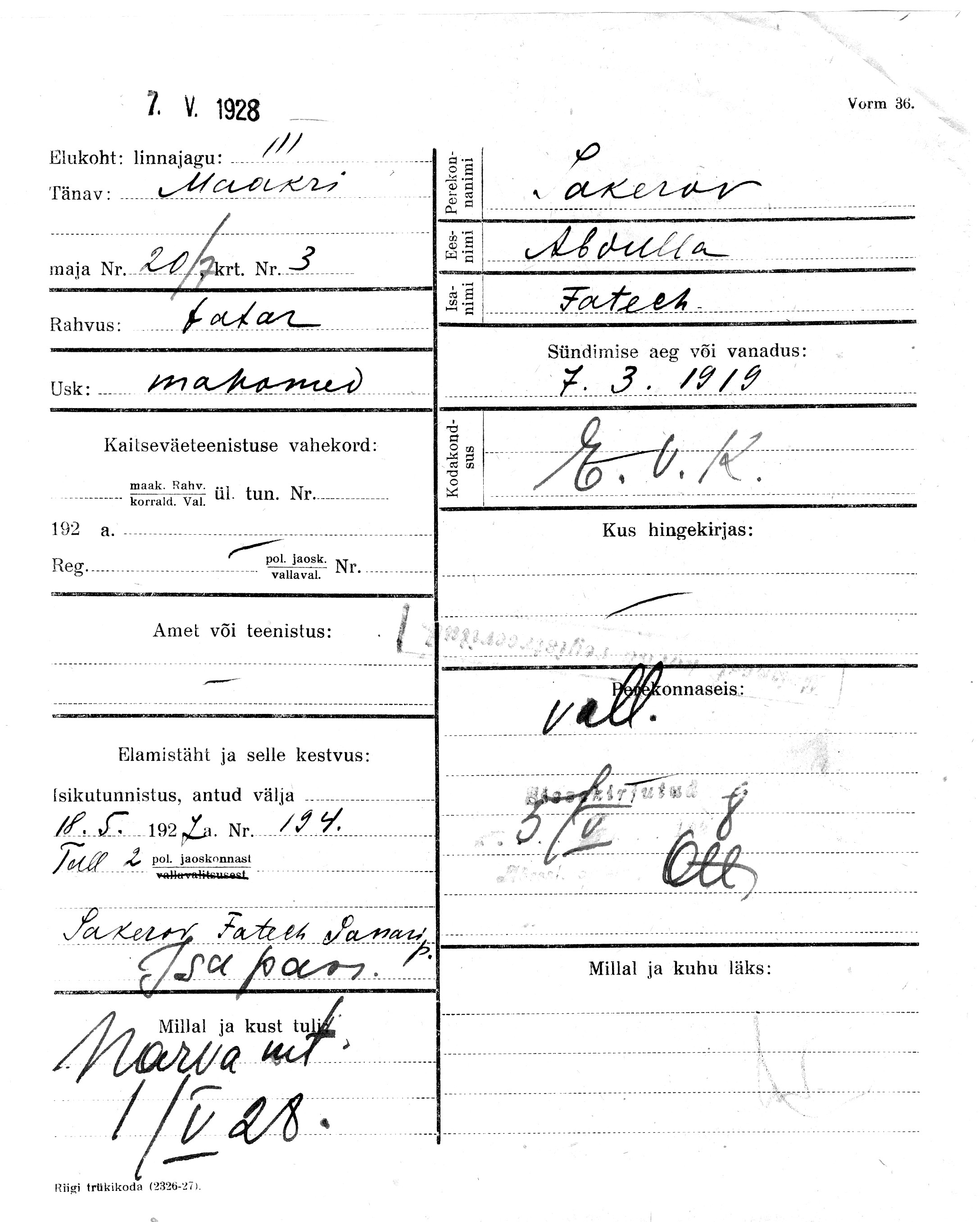 Sakerov, Abdulla, Fatech