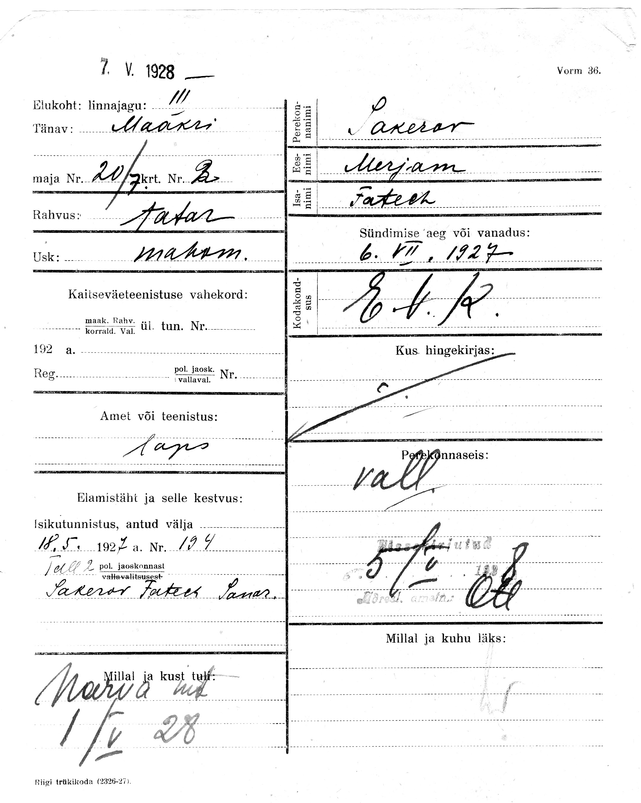 Sakerov, Merjam, Fatech