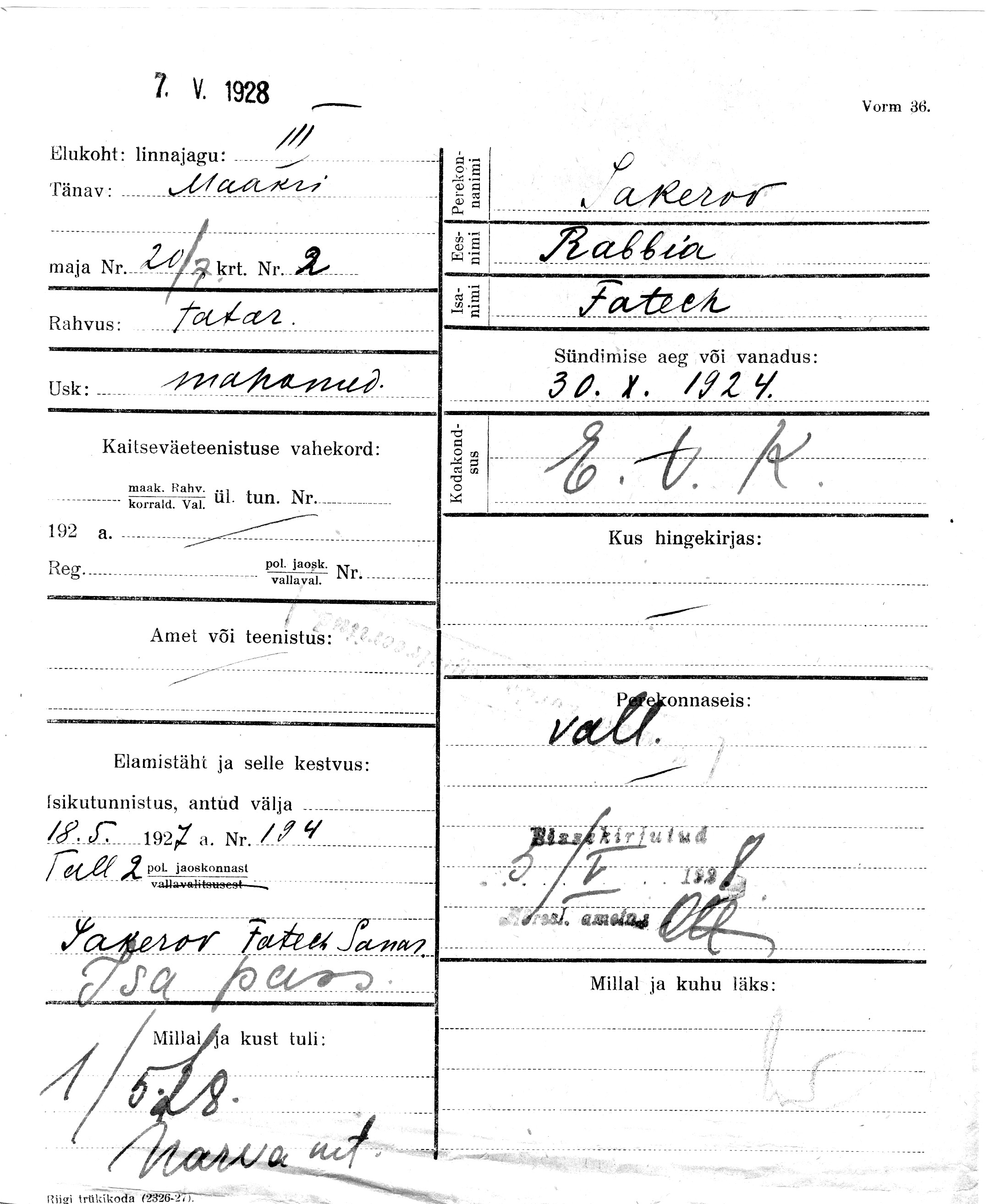 Sakerov, Rabbia, Fatech