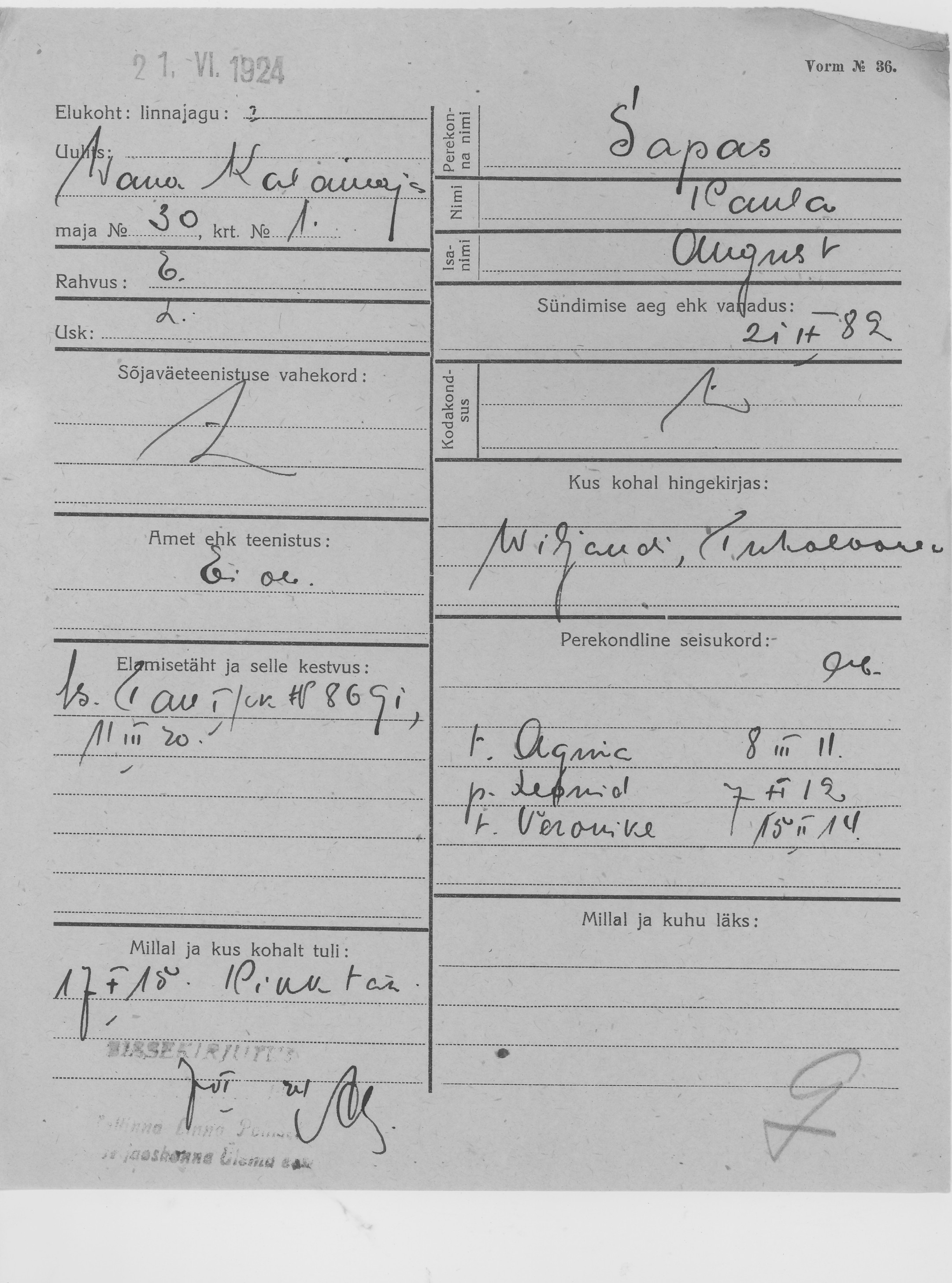 Sapas, Paula, August