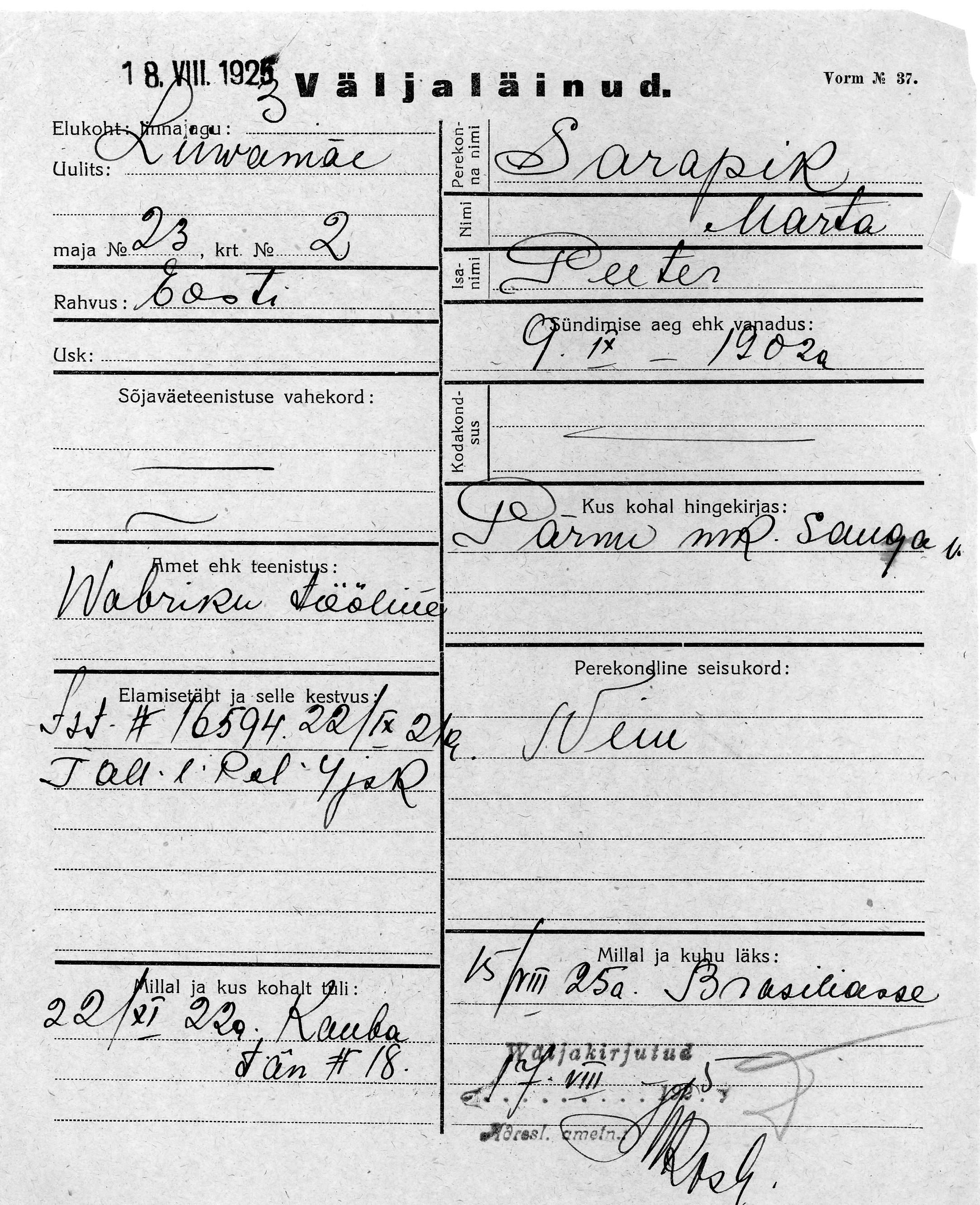 Sarapik, Marta, Peeter