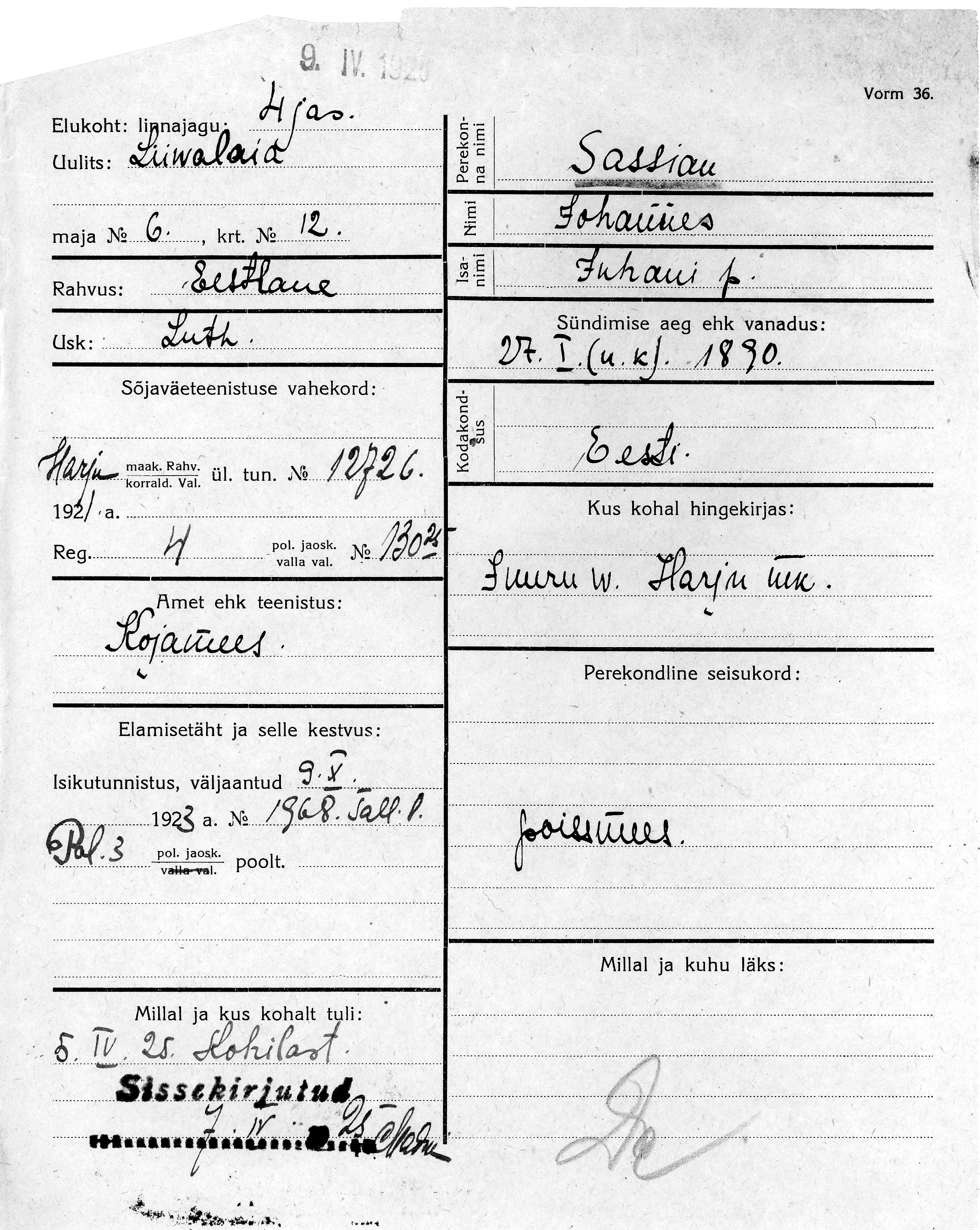 Sassian, Johannes, Juhan