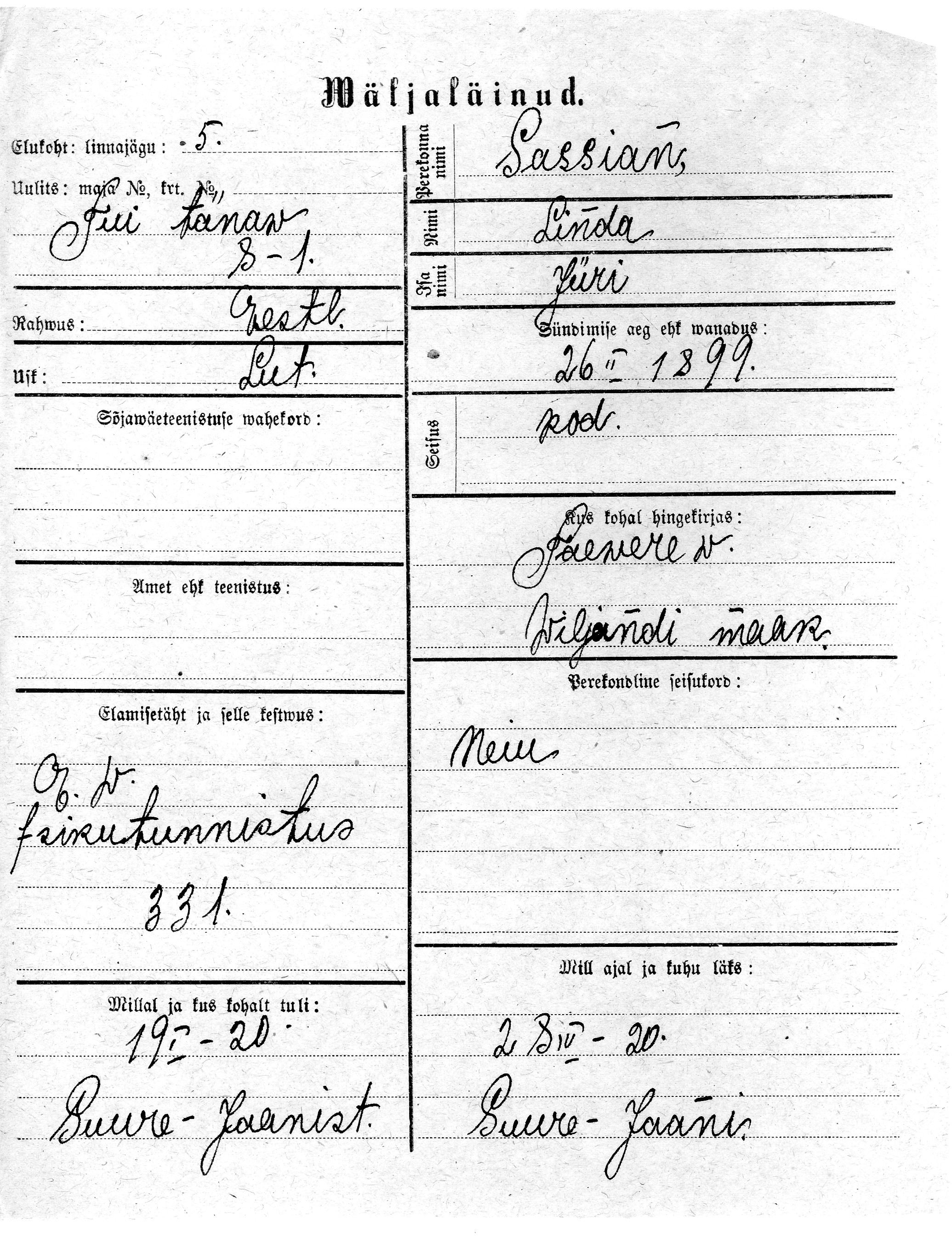 Sassian, Linda, Jüri