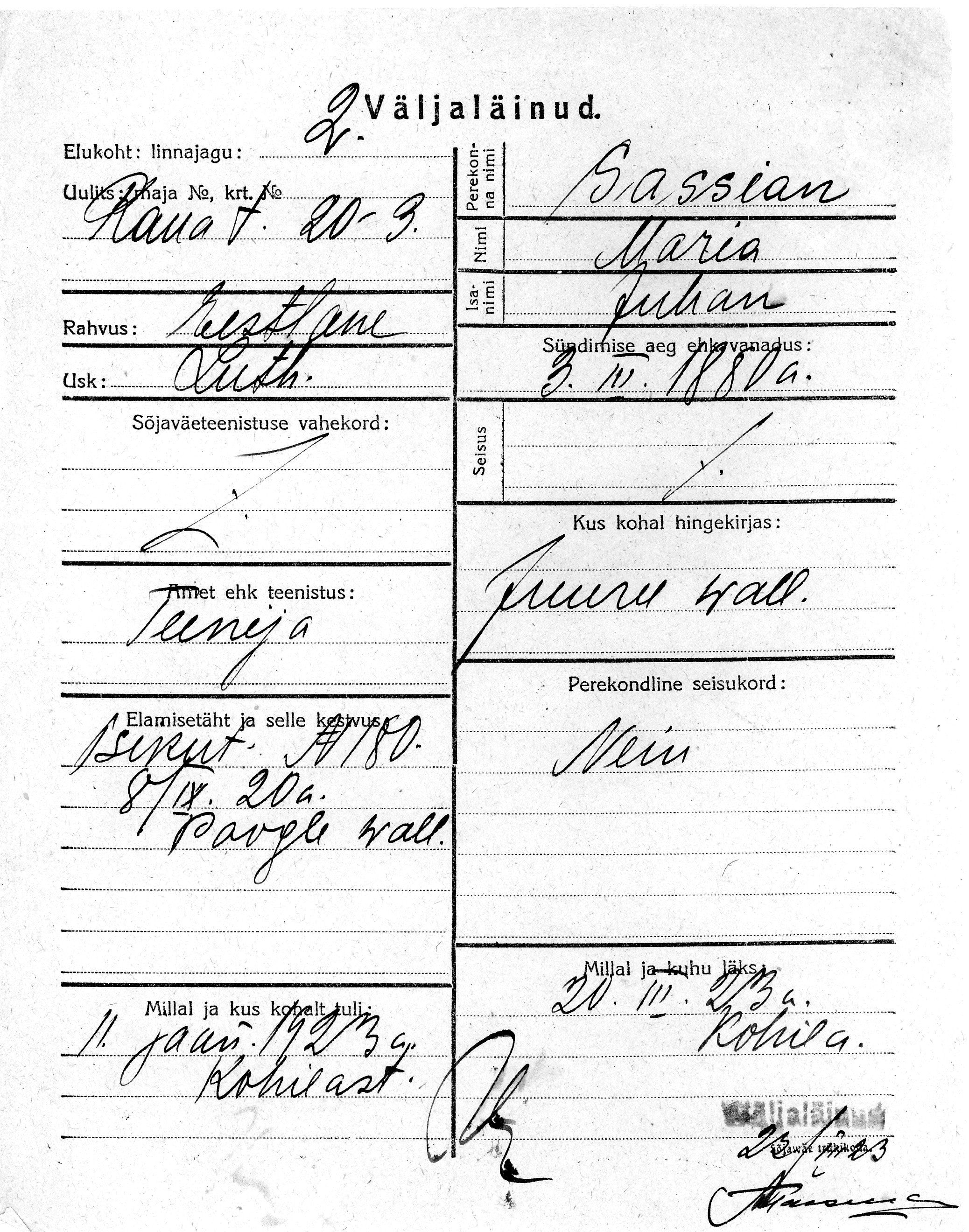 Sassian, Maria, Juhan