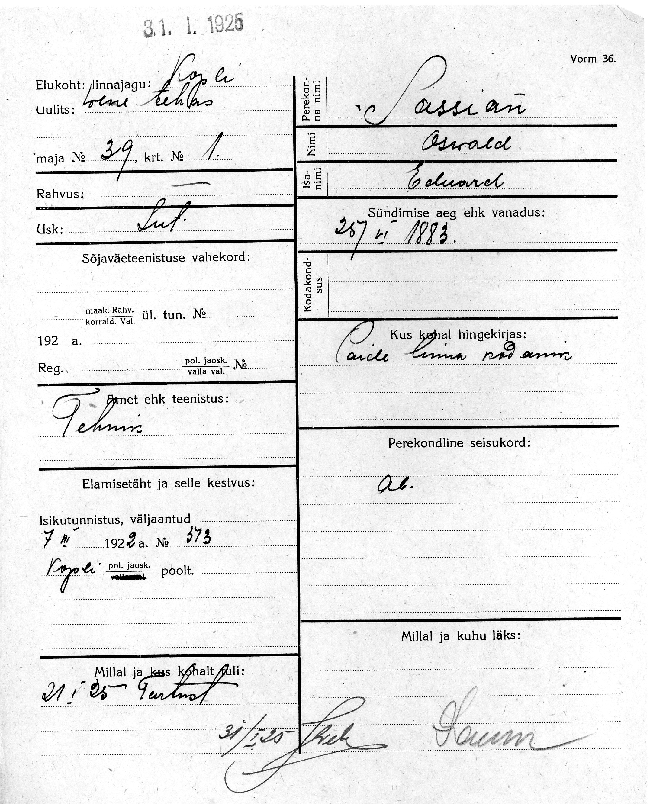 Sassian, Oswald, Eduard