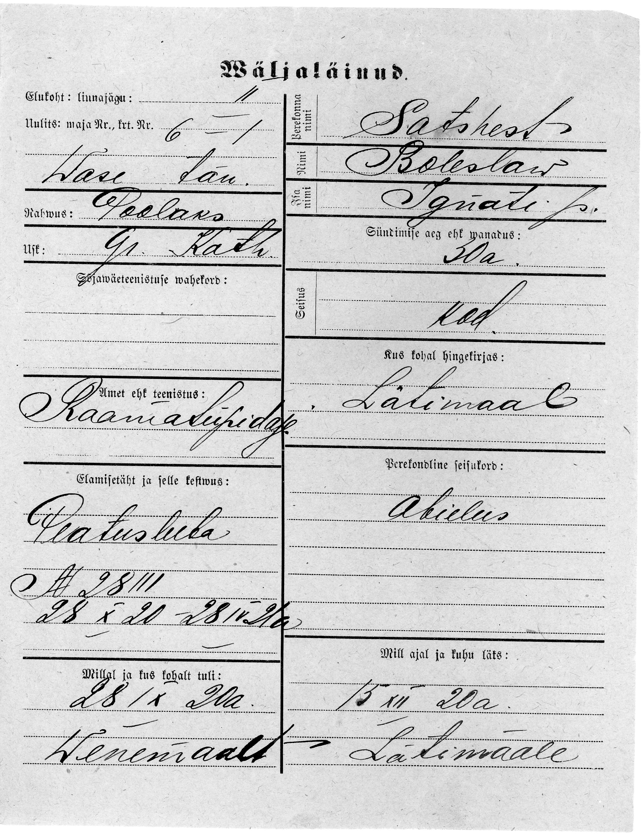 Satshest, Boleslav, Ignati