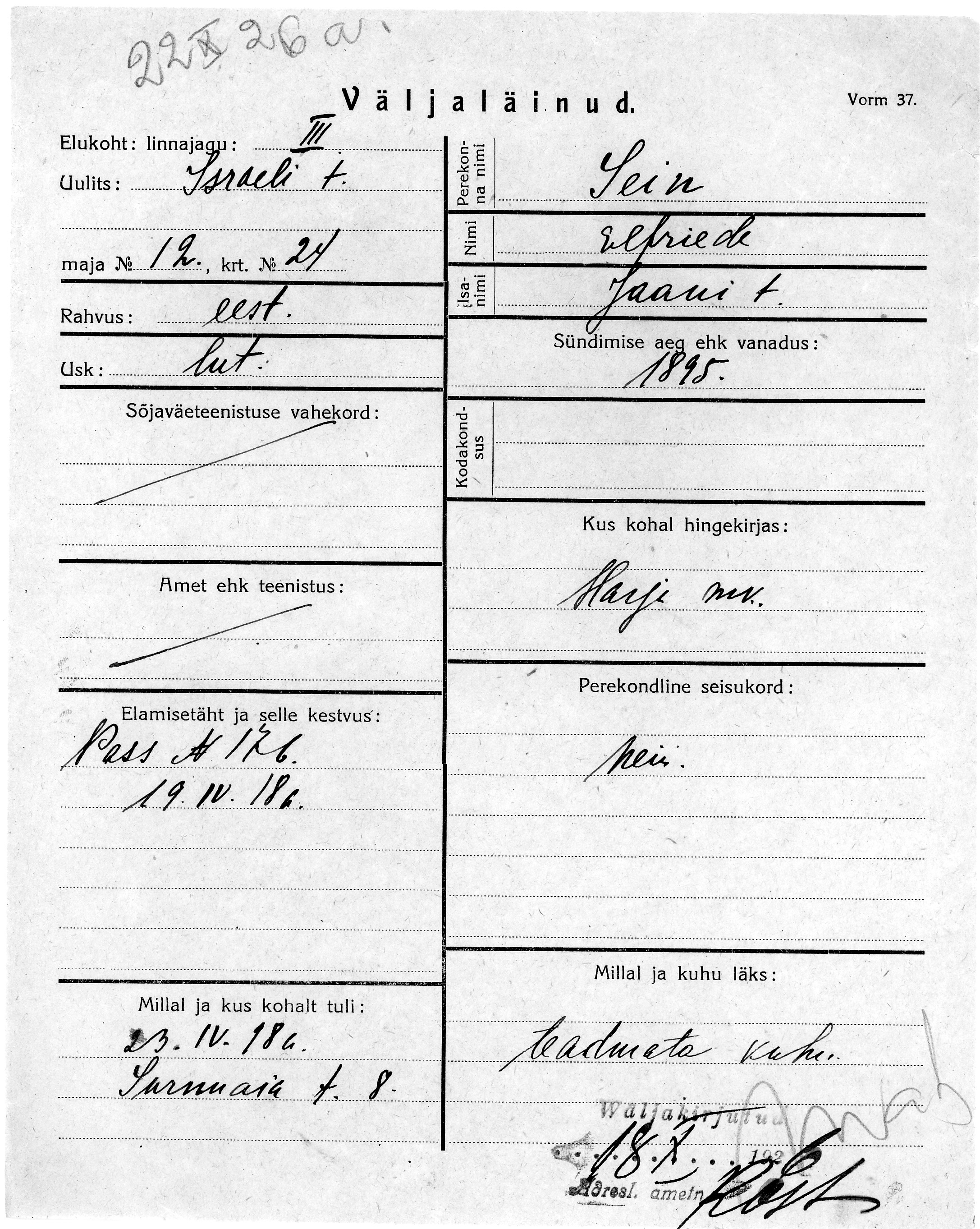 Sein, Elfriede, Jaan