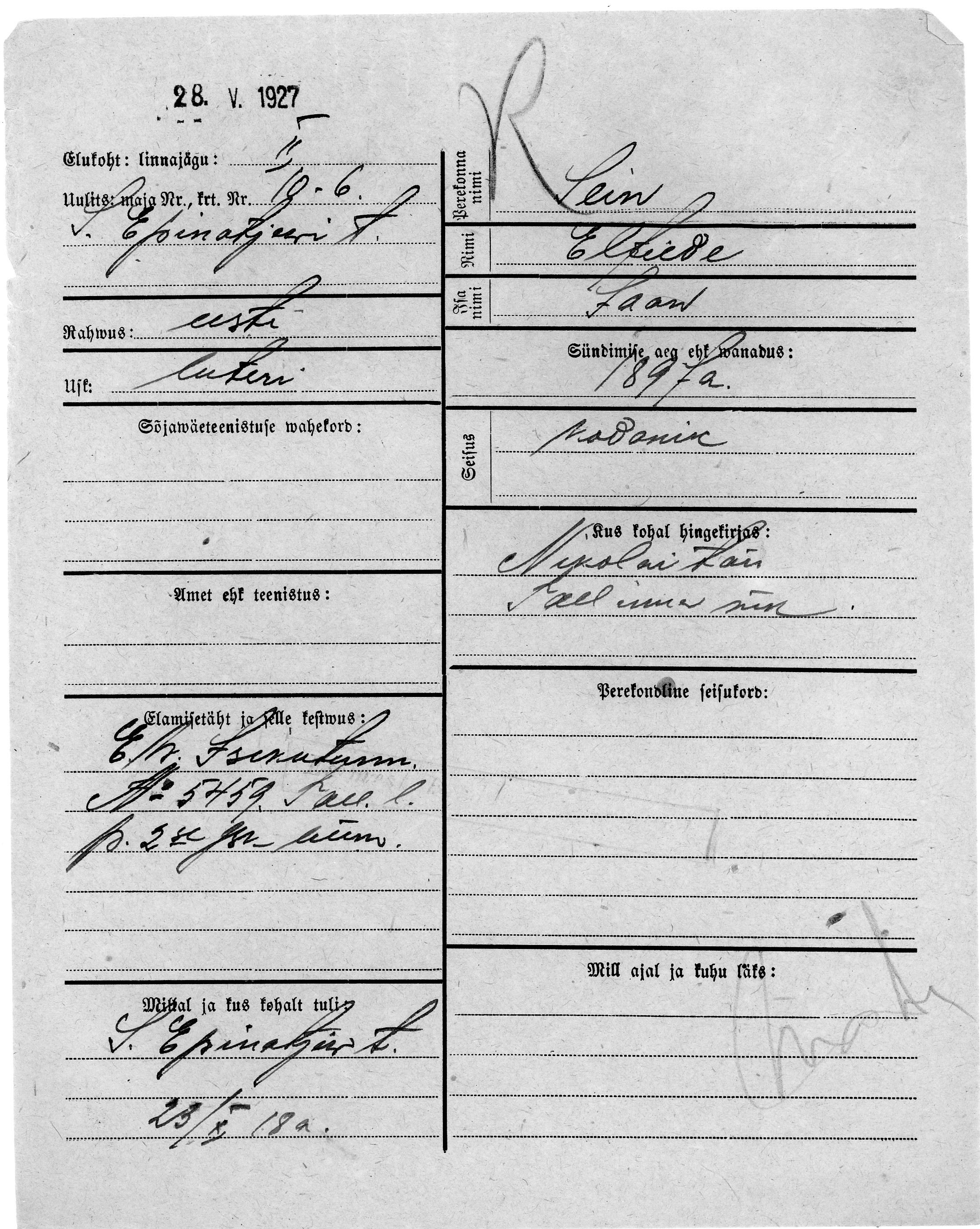 Sein, Elfriede, Jaan