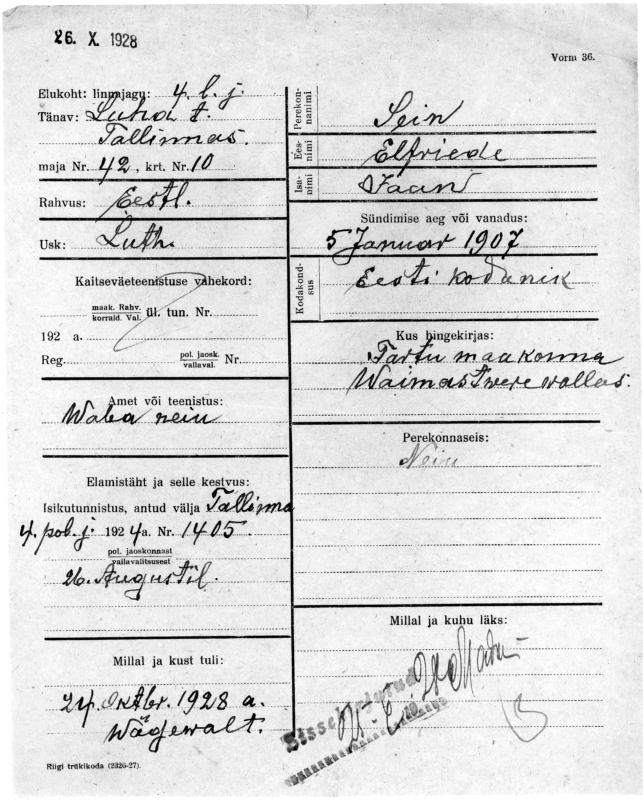 Sein, Elfriede, Jaan