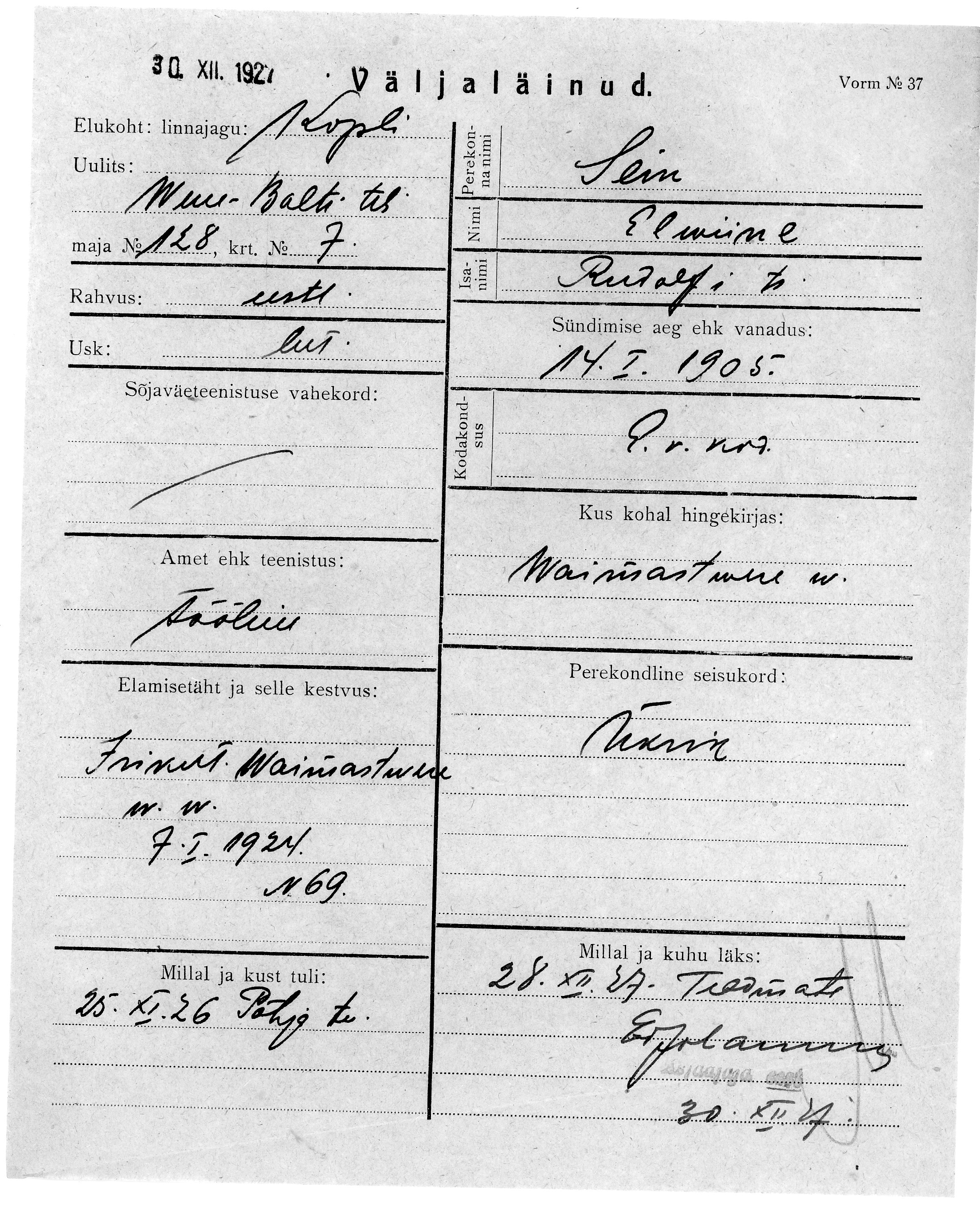 Sein, Elwiine, Rudolf