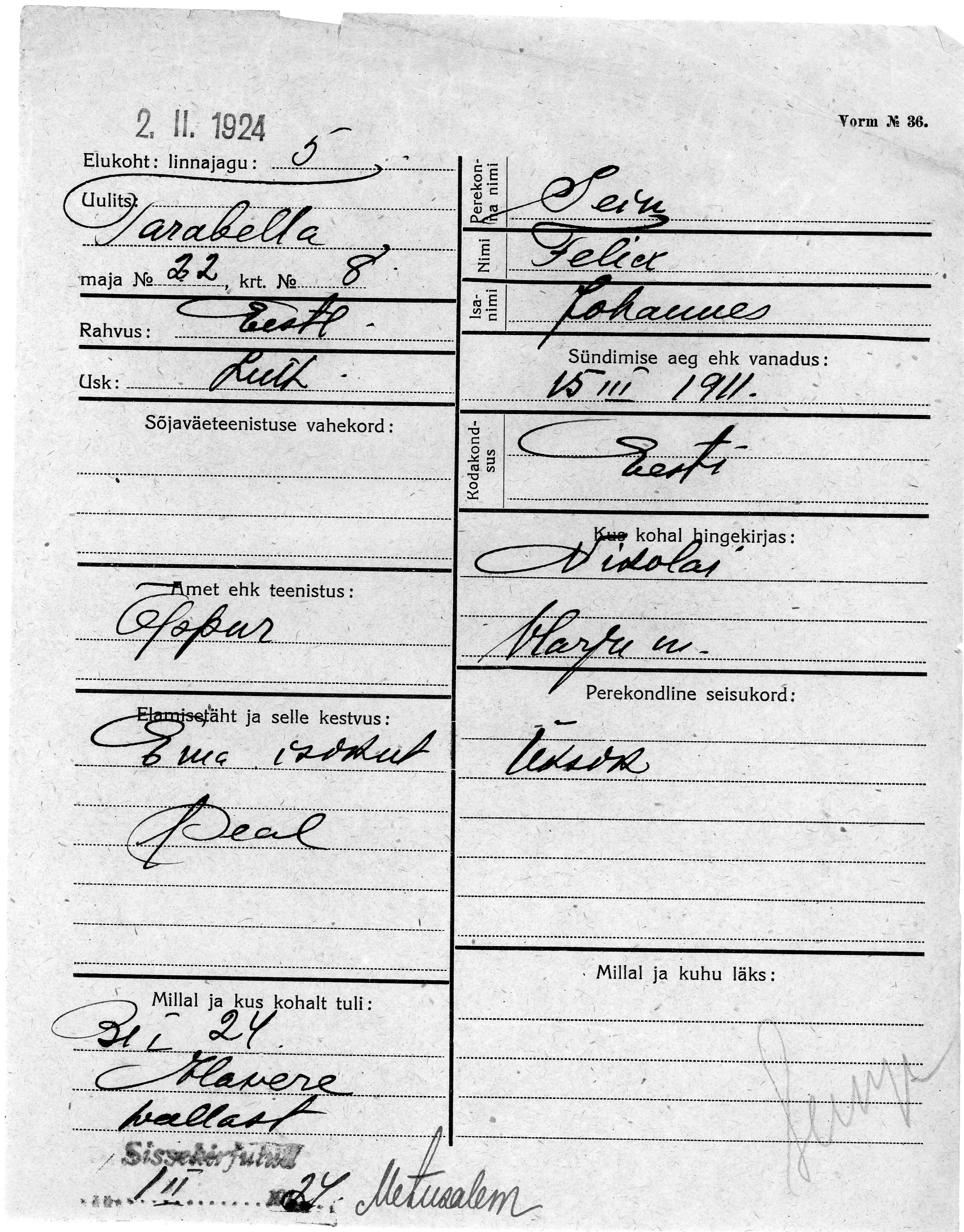 Sein, Felix, Johannes