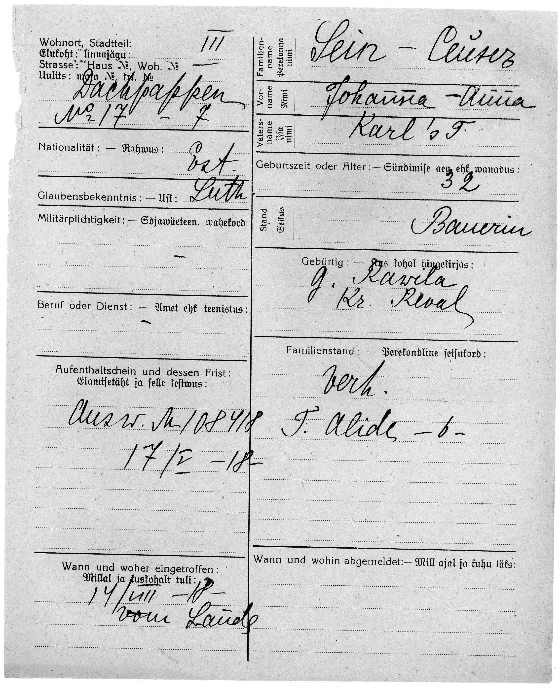 Sein, Johann-Anna, Karl