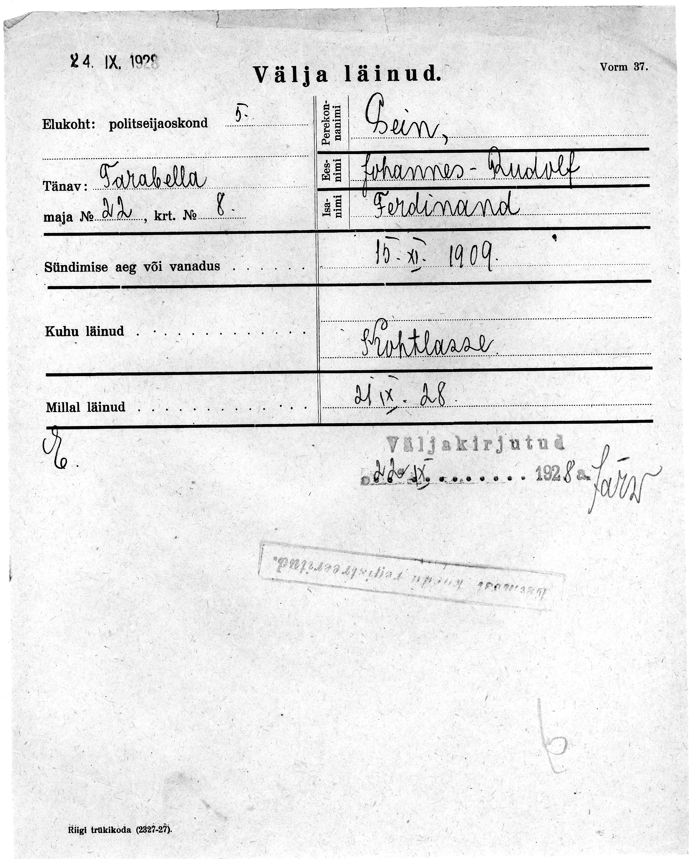 Sein, Johannes-Rudolf, Ferdinand