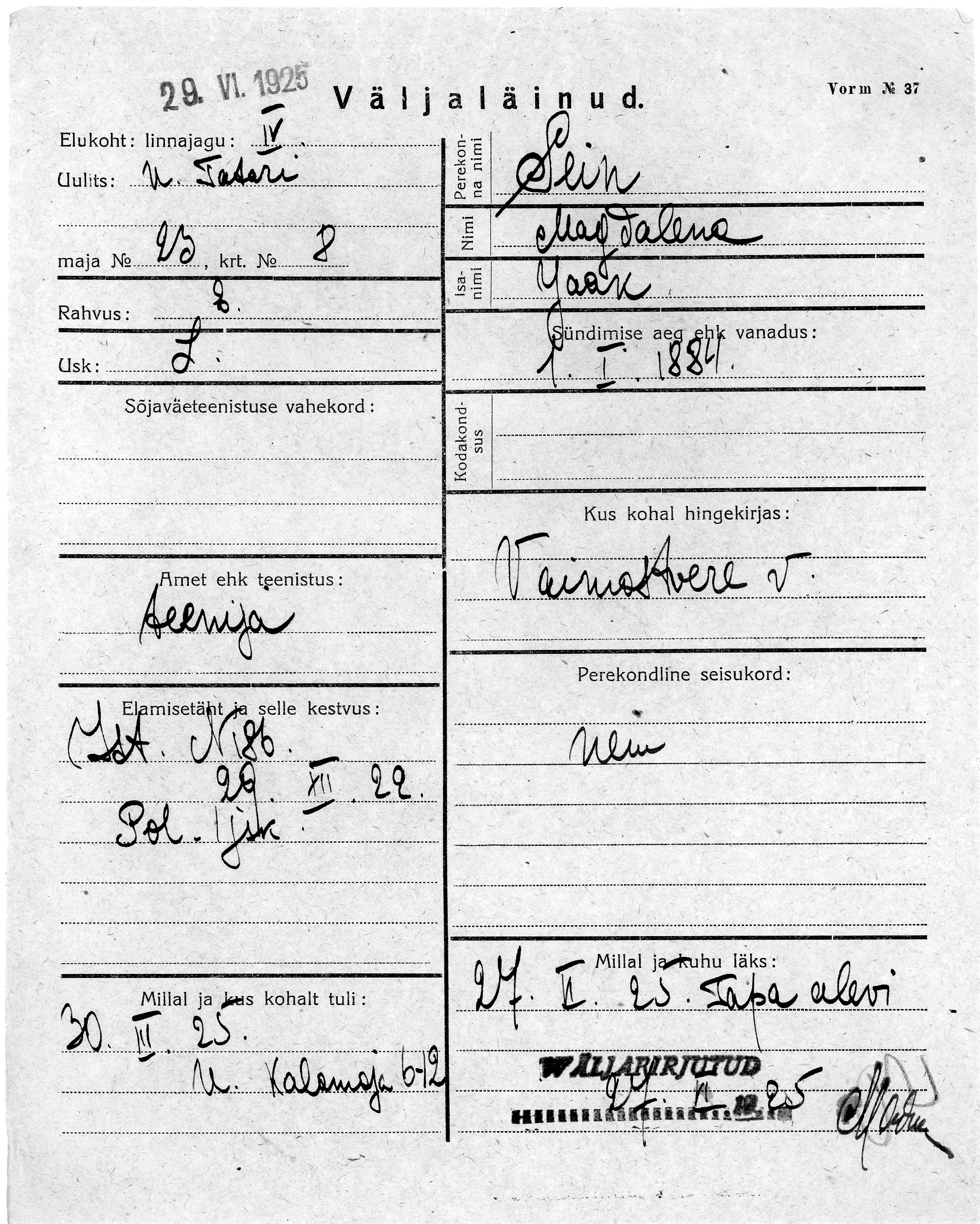 Sein, Magdalena, Jaak