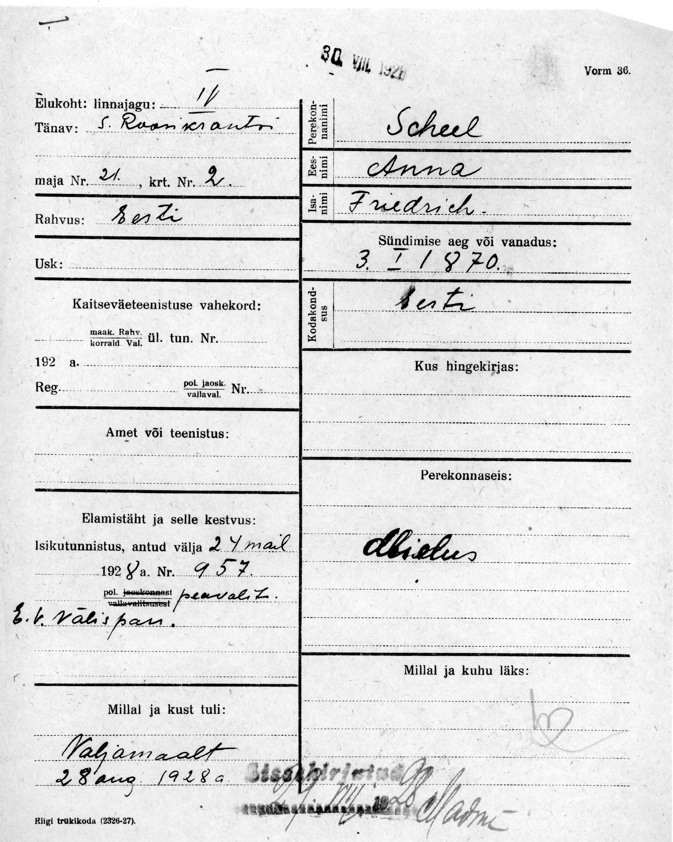 Scheel, Anna, Friedrich