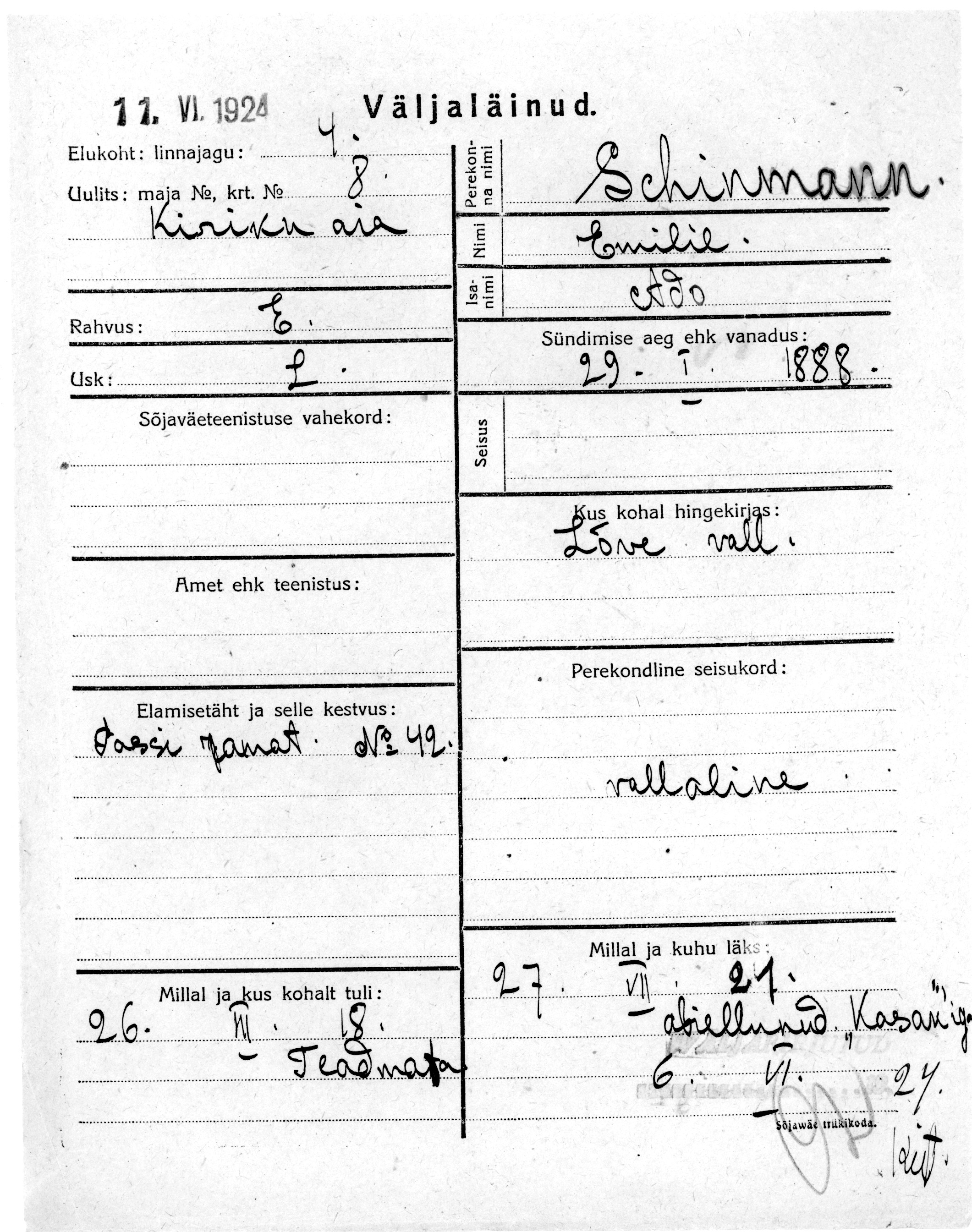 Schinmann, Emilie, Ado