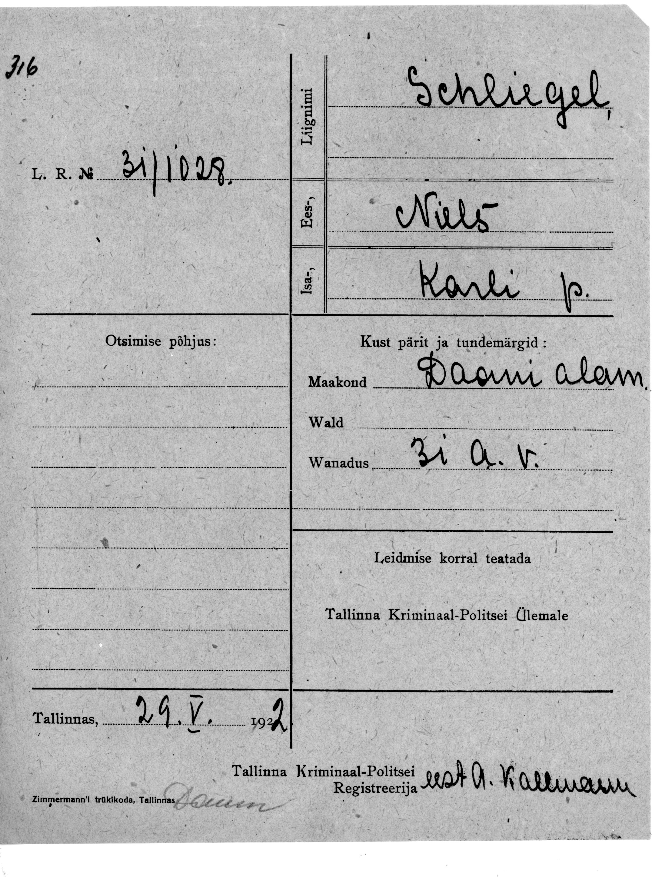 Schliegel, Niels, Karl