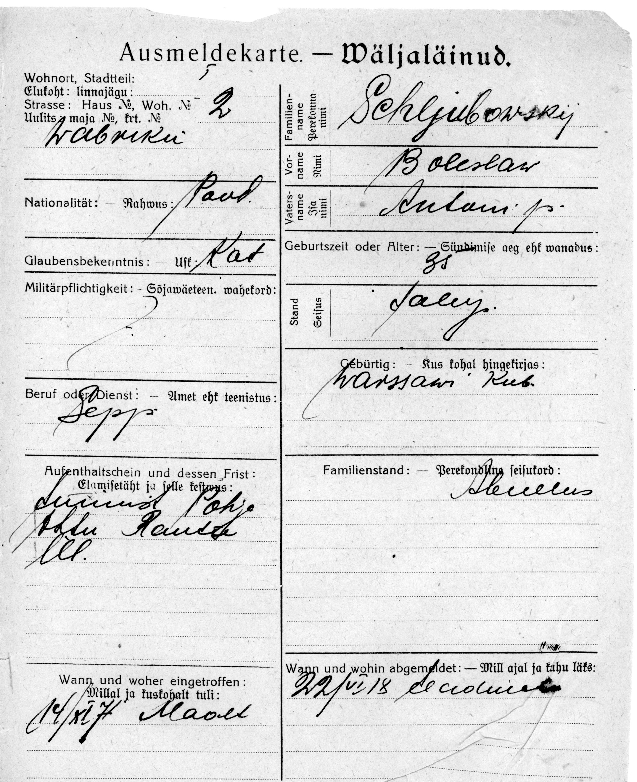 Schljubovski, Boleslaw, Anton